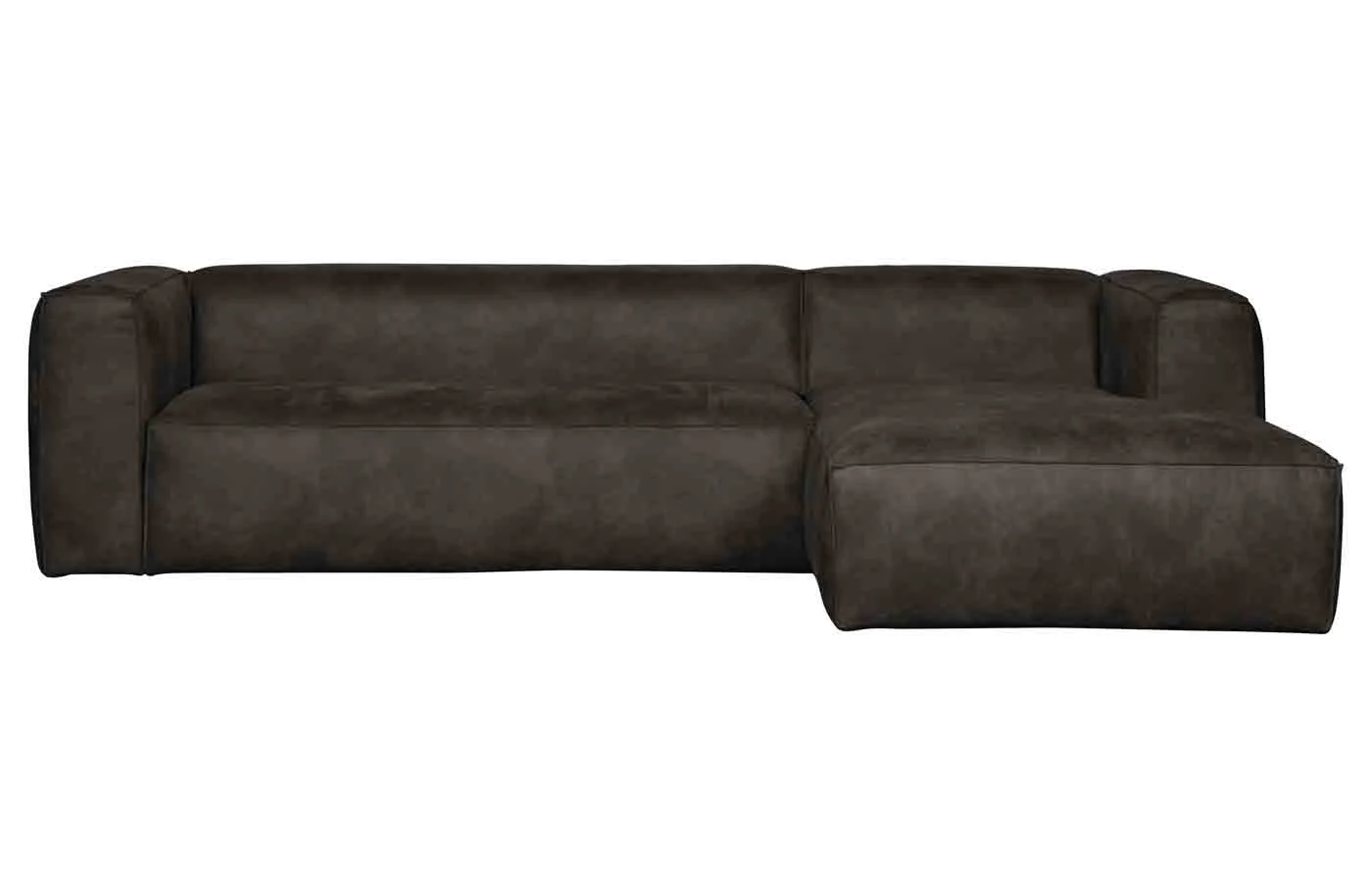 Ecksofa Bean Lederoptik, modern und komfortabel, rechts, schwarz, großzügige Sitzfläche - Woood