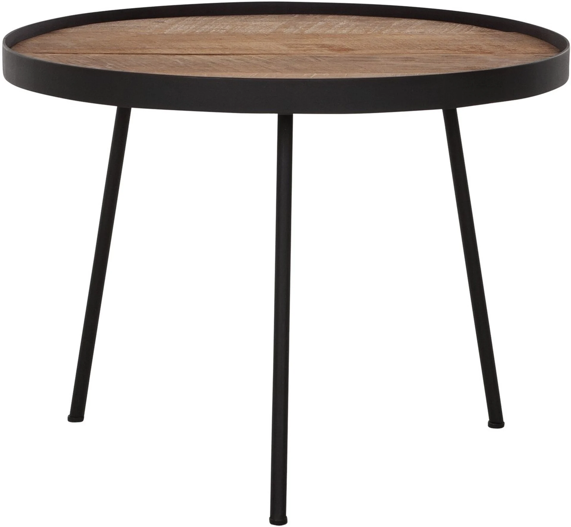Couchtisch Saturnus aus Teakholz, rundes Design im modernen Industrial Stil, natur, Ø 50 cm - dtp Home