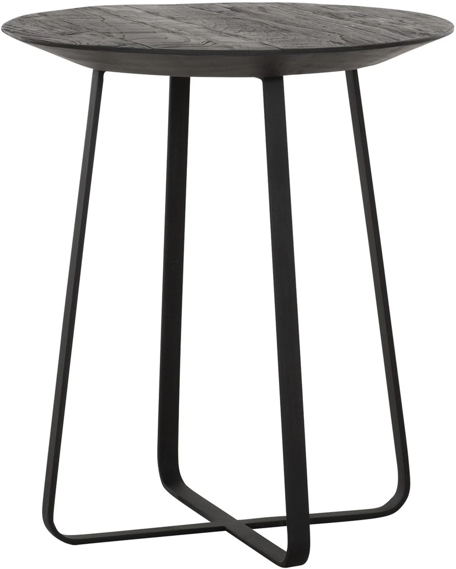 Couchtisch Neptunes Teakholz, modern und industriell, rund, schwarz, Ø 40 cm, für Dein Wohnzimmer - dtp Home