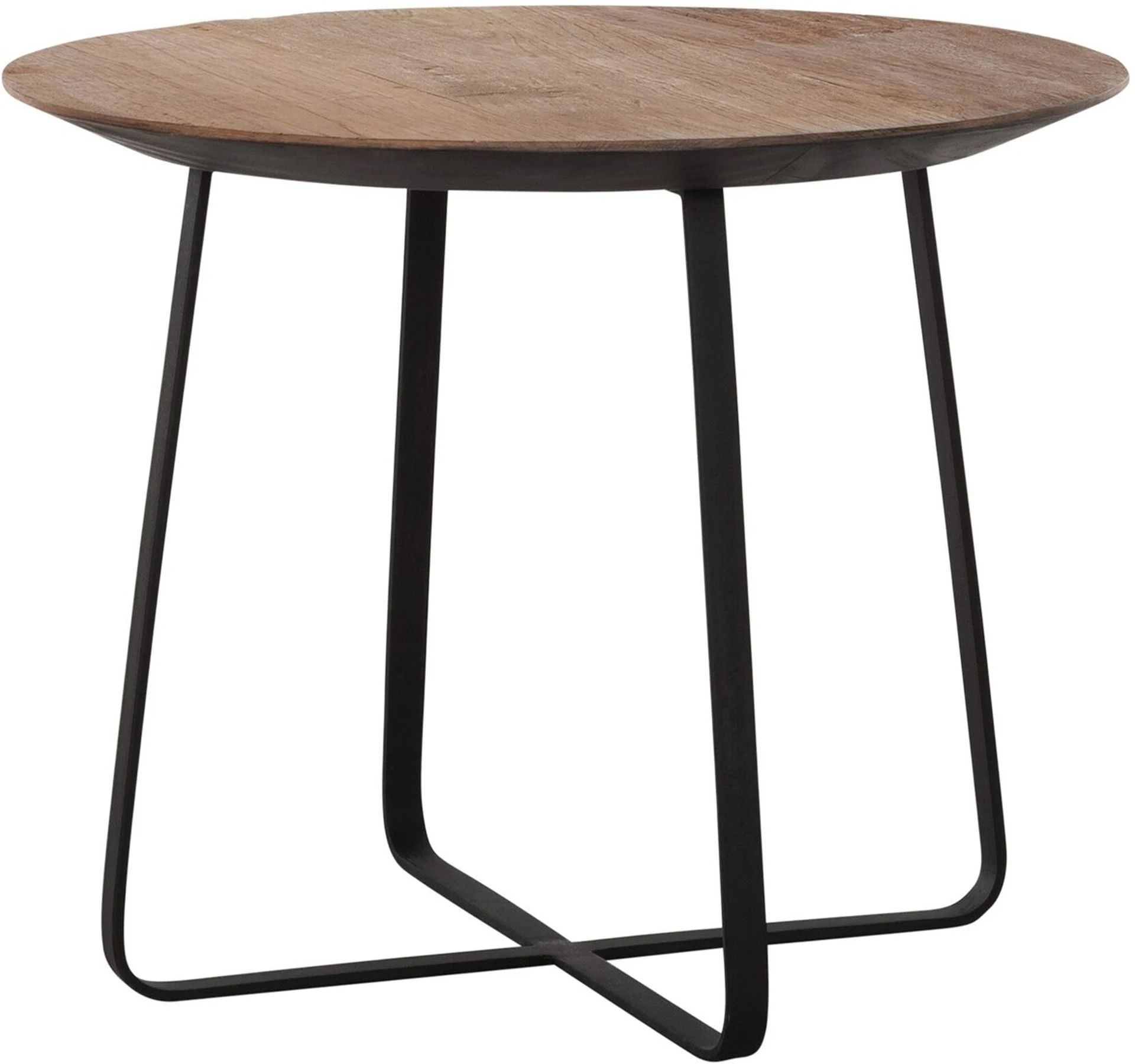 Couchtisch Neptunes aus Teakholz, modern und industriell, rund, naturfarben, Ø 50 cm - dtp Home