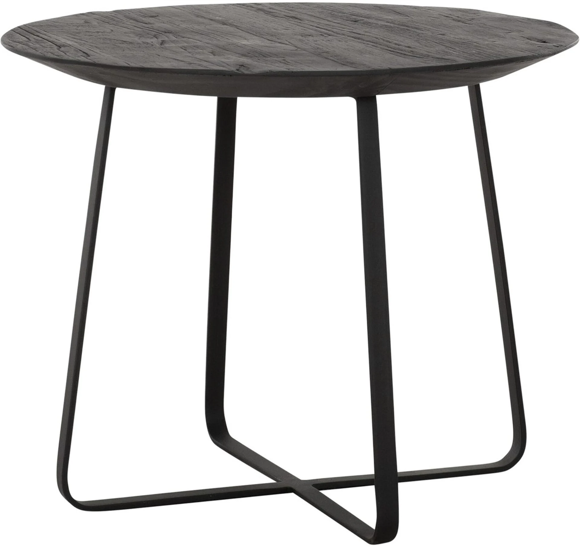 Couchtisch Neptunes aus Teakholz, modern und industriell, rund, schwarz, Ø 50 cm - dtp Home