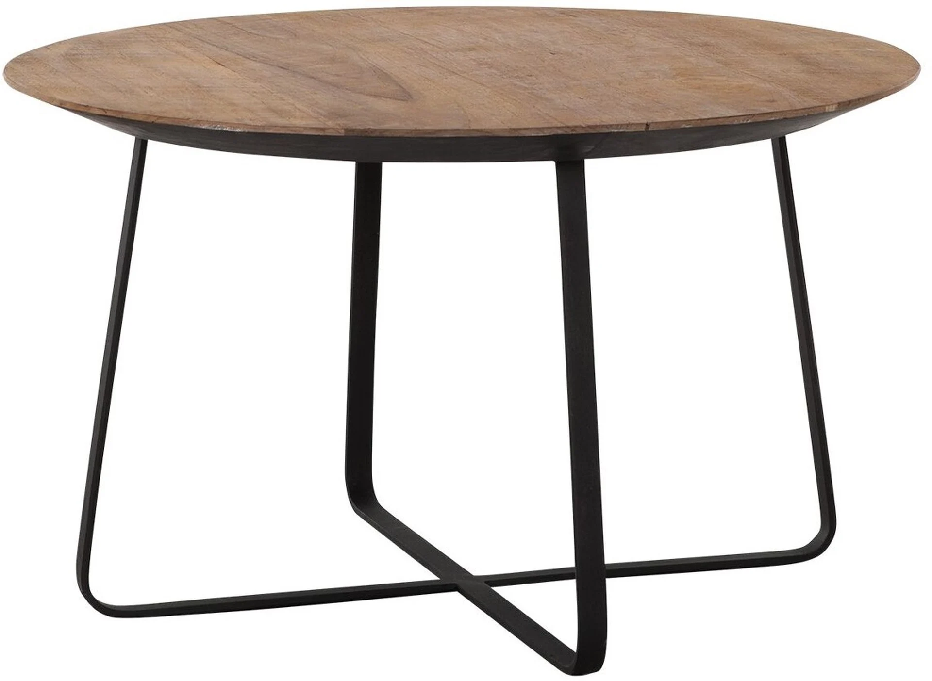 Couchtisch Neptunes aus Teakholz, modern und rund, Natur, Ø 60 cm, Metallgestell schwarz - dtp Home