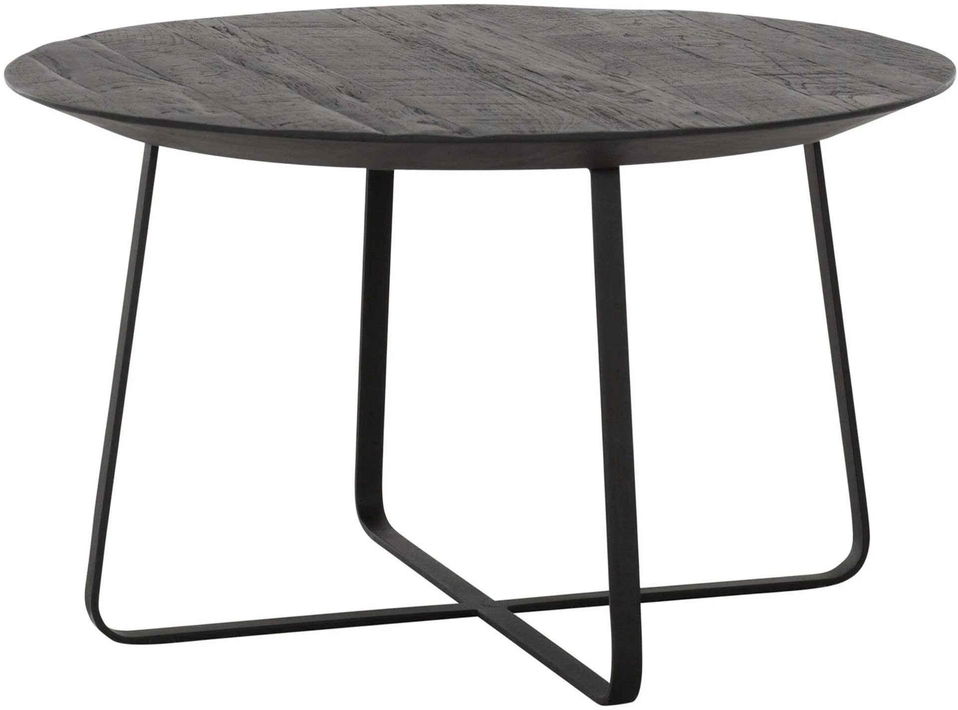 Couchtisch Neptunes aus Teakholz, modern und industriell, rund, schwarz, Ø 60 cm - dtp Home