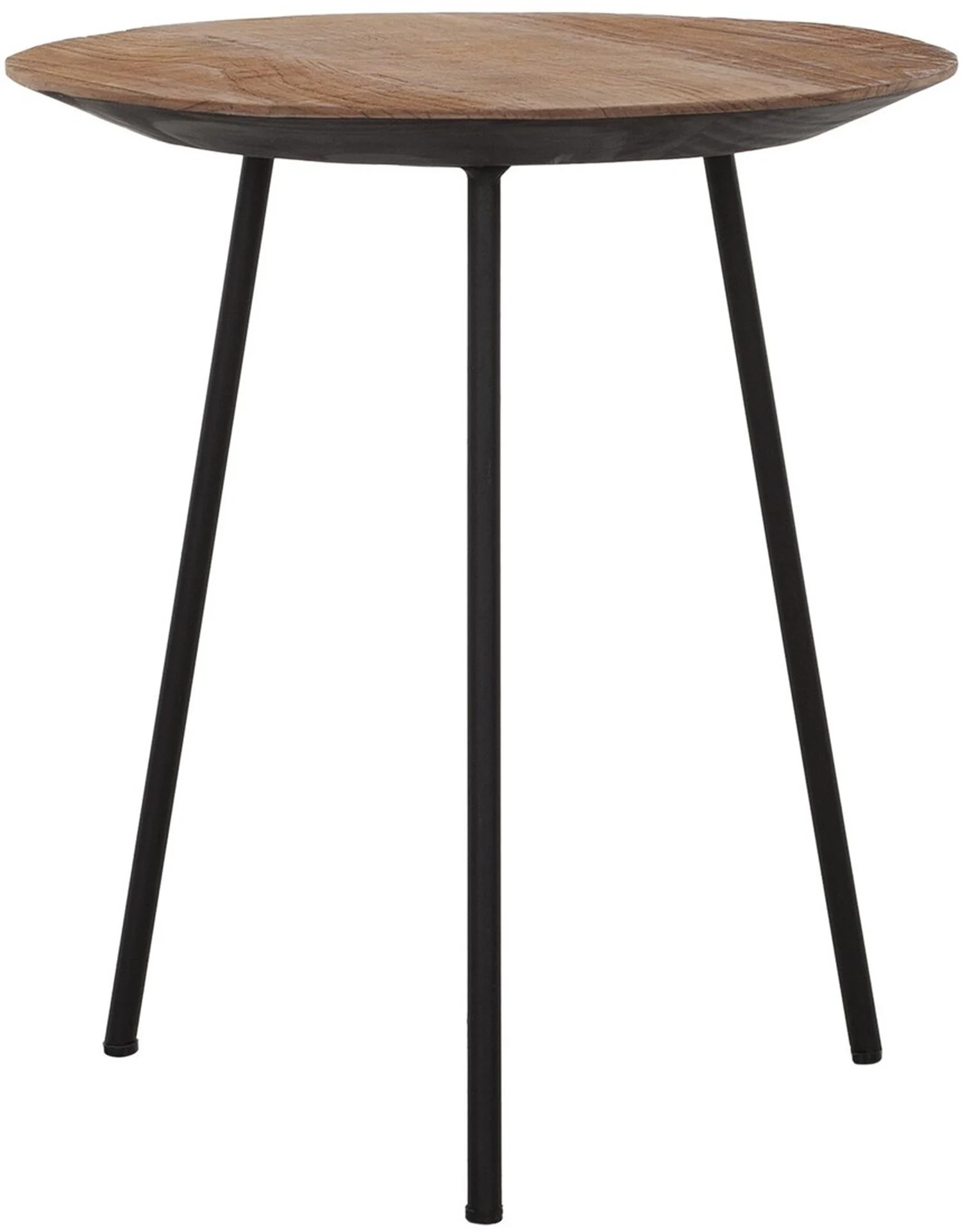 Couchtisch Jupiter aus Teakholz, modern und rund, Natur, Ø 40 cm, Metallgestell, für Dein Wohnzimmer - dtp Home