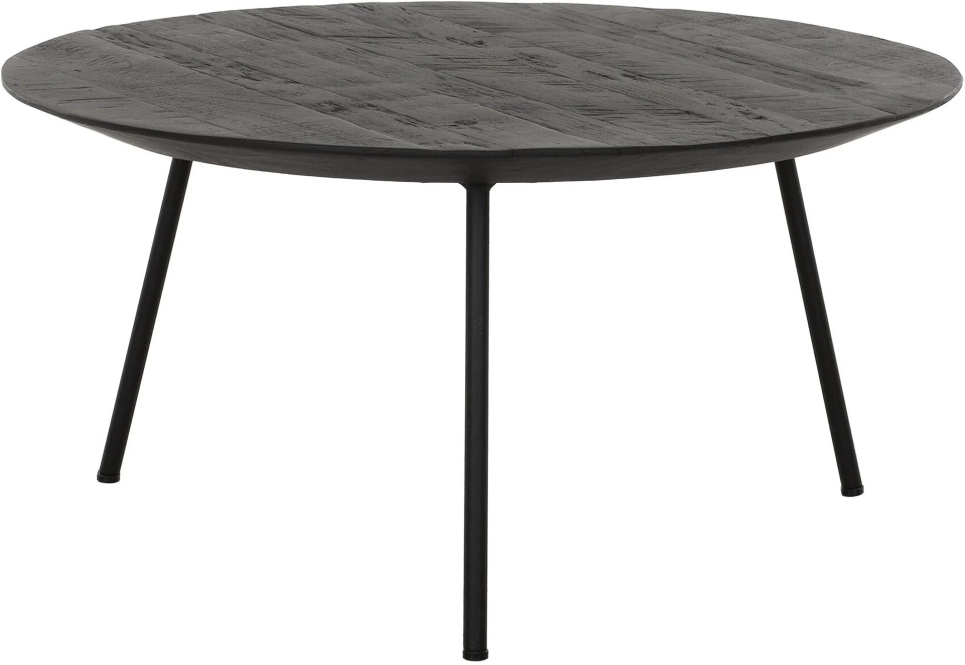 Couchtisch Jupiter aus Teakholz, modern und industrial, rund, schwarz, Ø 60 cm - dtp Home