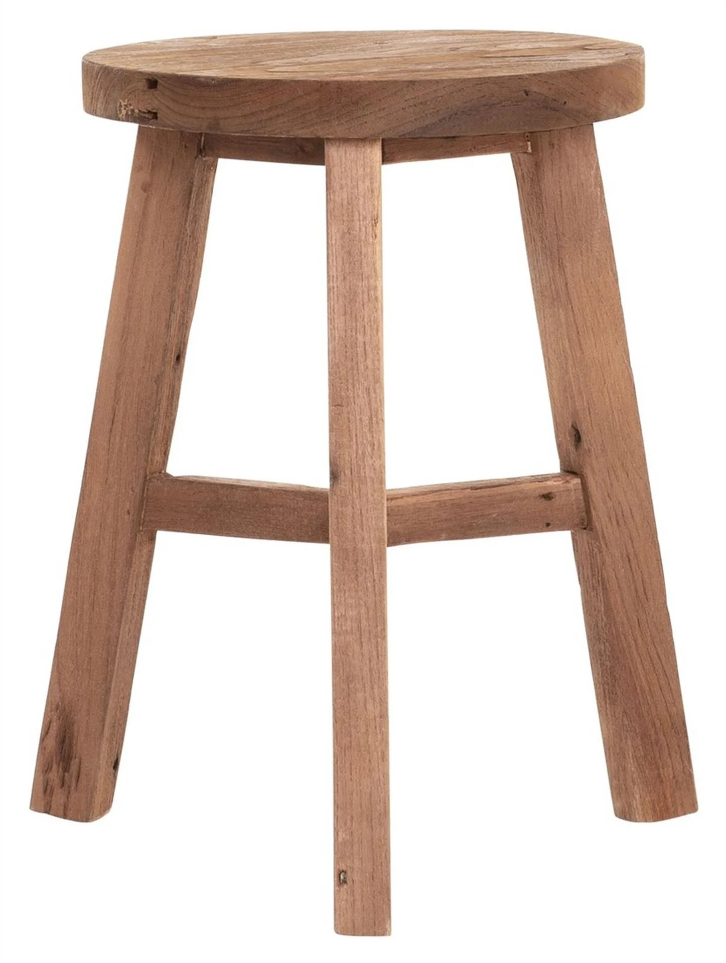 Hocker Stool Round aus Teakholz, massiver Stil, natur, rund, für Indoor, 3 Beine - Must Living