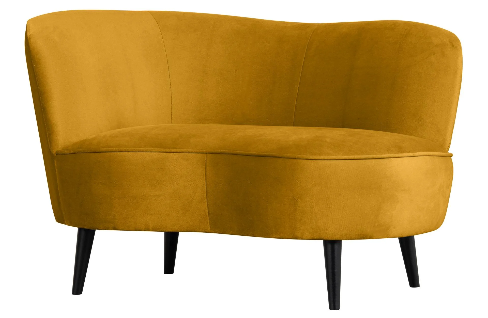 Loungesessel Sara aus Samt, modernes Design, ocker, links, hochwertig gepolstert - Woood