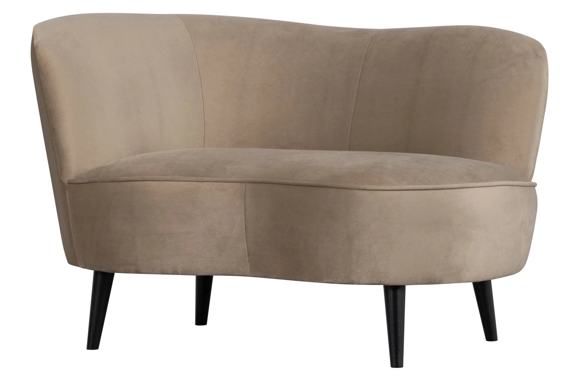 Loungesessel Sara aus Samt, modernes Design, links, hellbraun, komfortabel gepolstert - Woood
