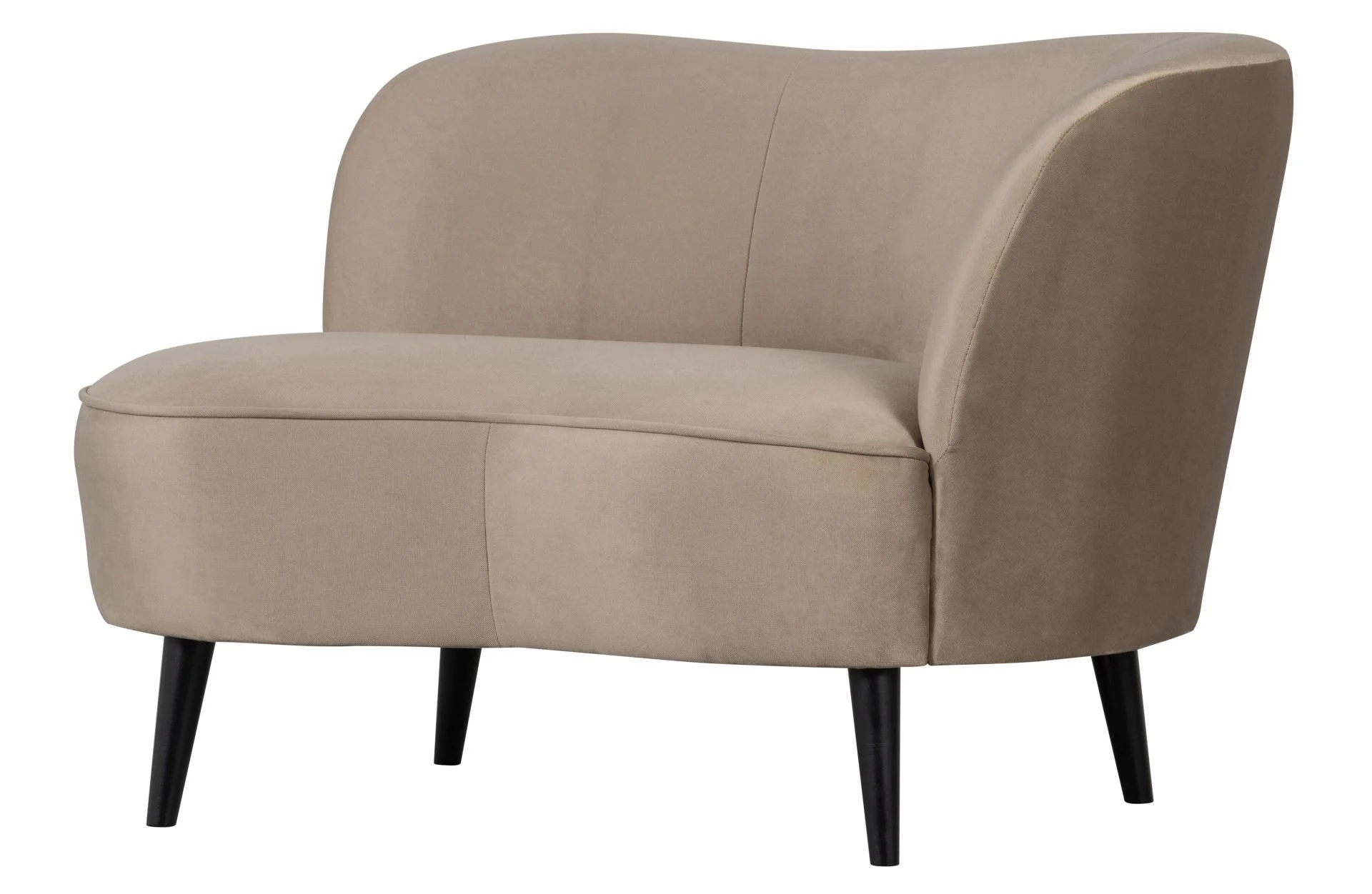 Loungesessel Sara aus Samt, modernes Design, hellbraun, gepolstert, rechter Armlehne - Woood