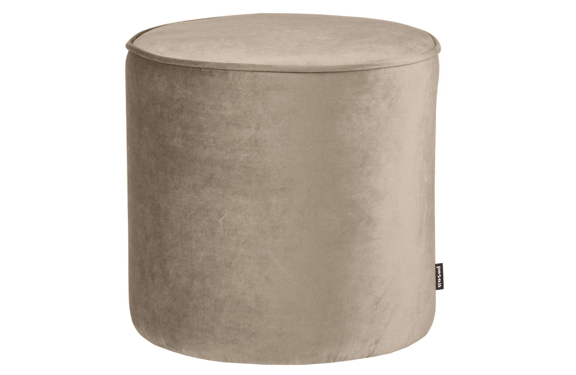 Hocker Sara aus Samt, rundes Design, modern gepolstert, hellbraun, Ø 46 cm - Woood