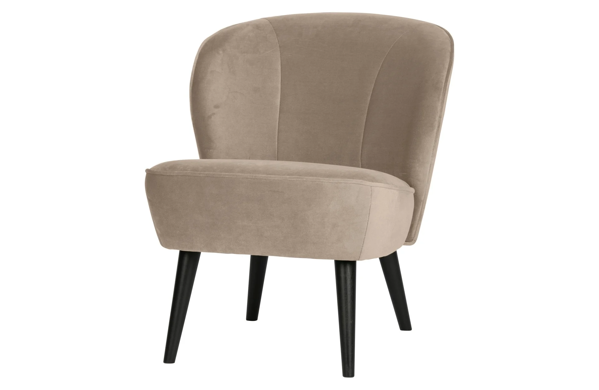 Sessel Sara aus Samt, elegantes Design, hellbraun, bequem gepolstert für Dein Wohnzimmer - Woood