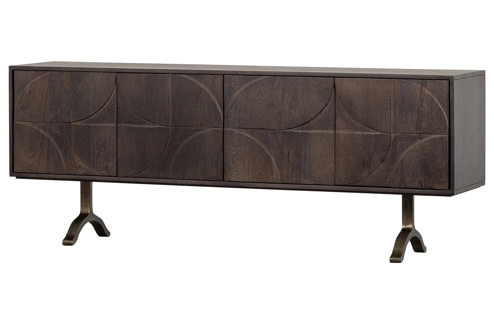 Sideboard Draw aus Mangoholz, modern elegant, Walnuss Braun, Klapptüren mit Magnetverschluss - Woood