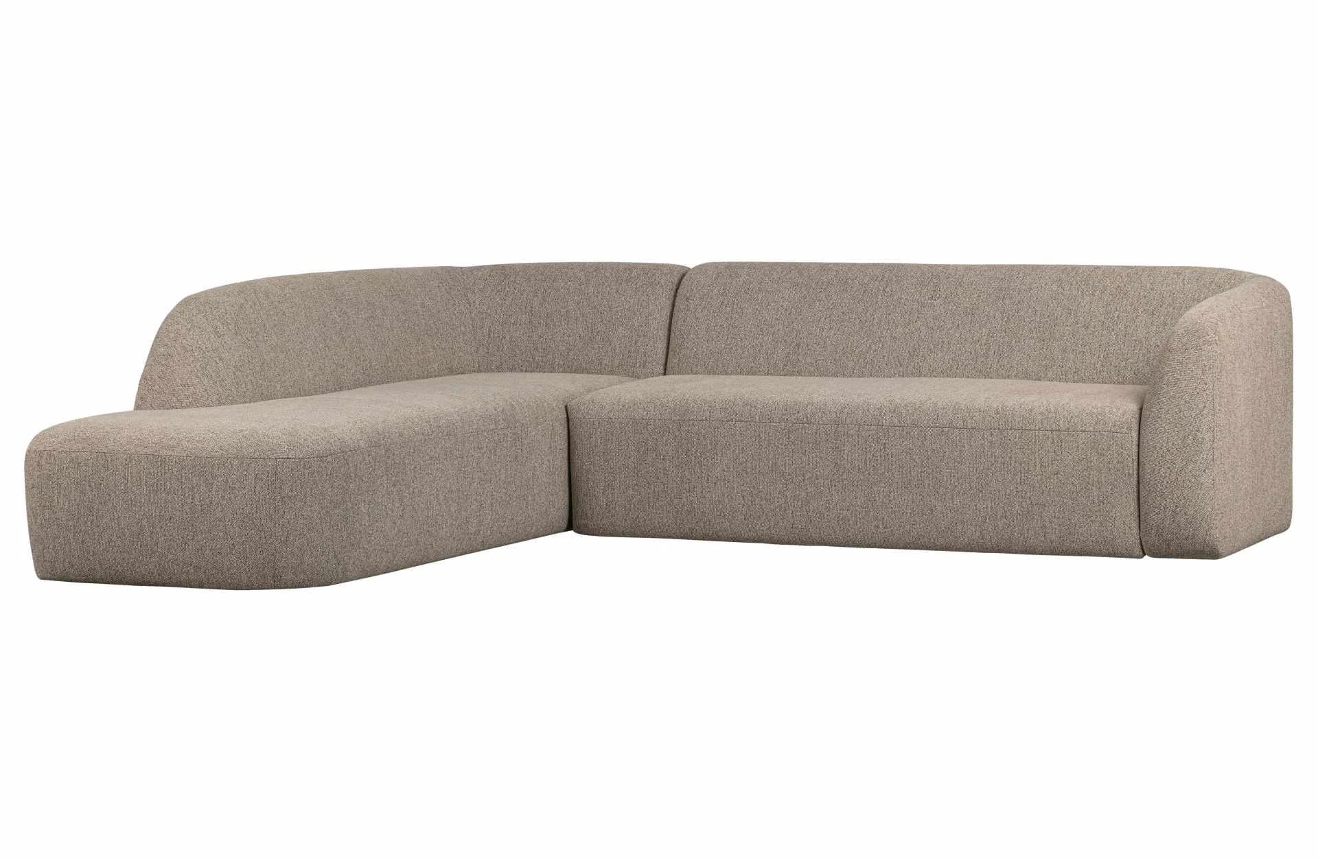Ecksofa Sloping aus Chenille-Stoff, modern und gepolstert, links, hellbraun, komfortabel für Dein Wohnzimmer