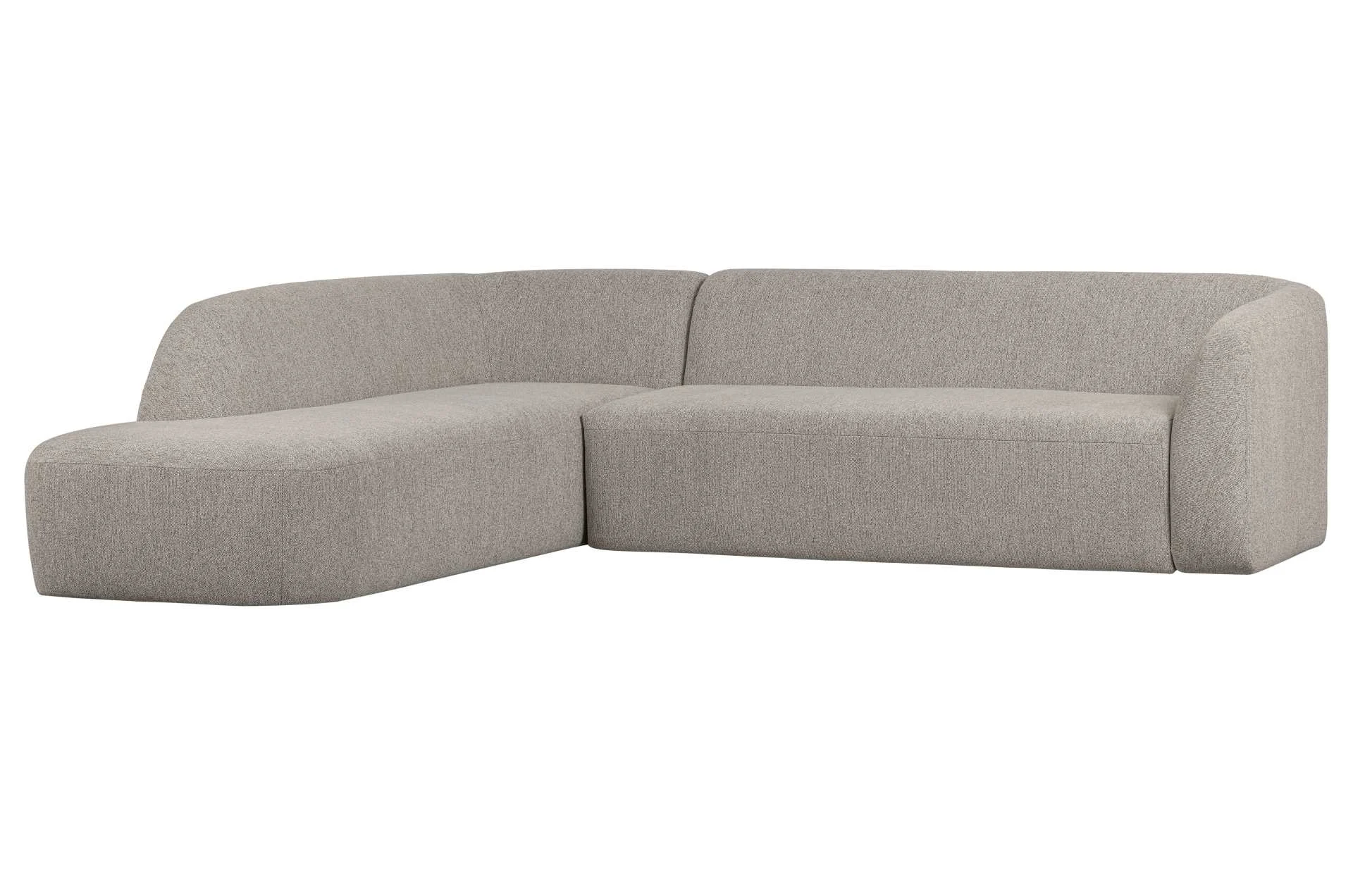 Ecksofa Sloping aus Chenille, modern und bequem, hellgrau, links, pflegeleicht und robust - Woood