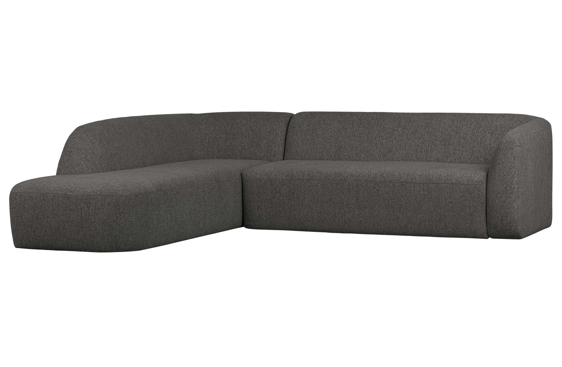 Ecksofa Sloping aus Chenille, modern und gepolstert, links, dunkelgrau, komfortabel für Dein Wohnzimmer - Woood
