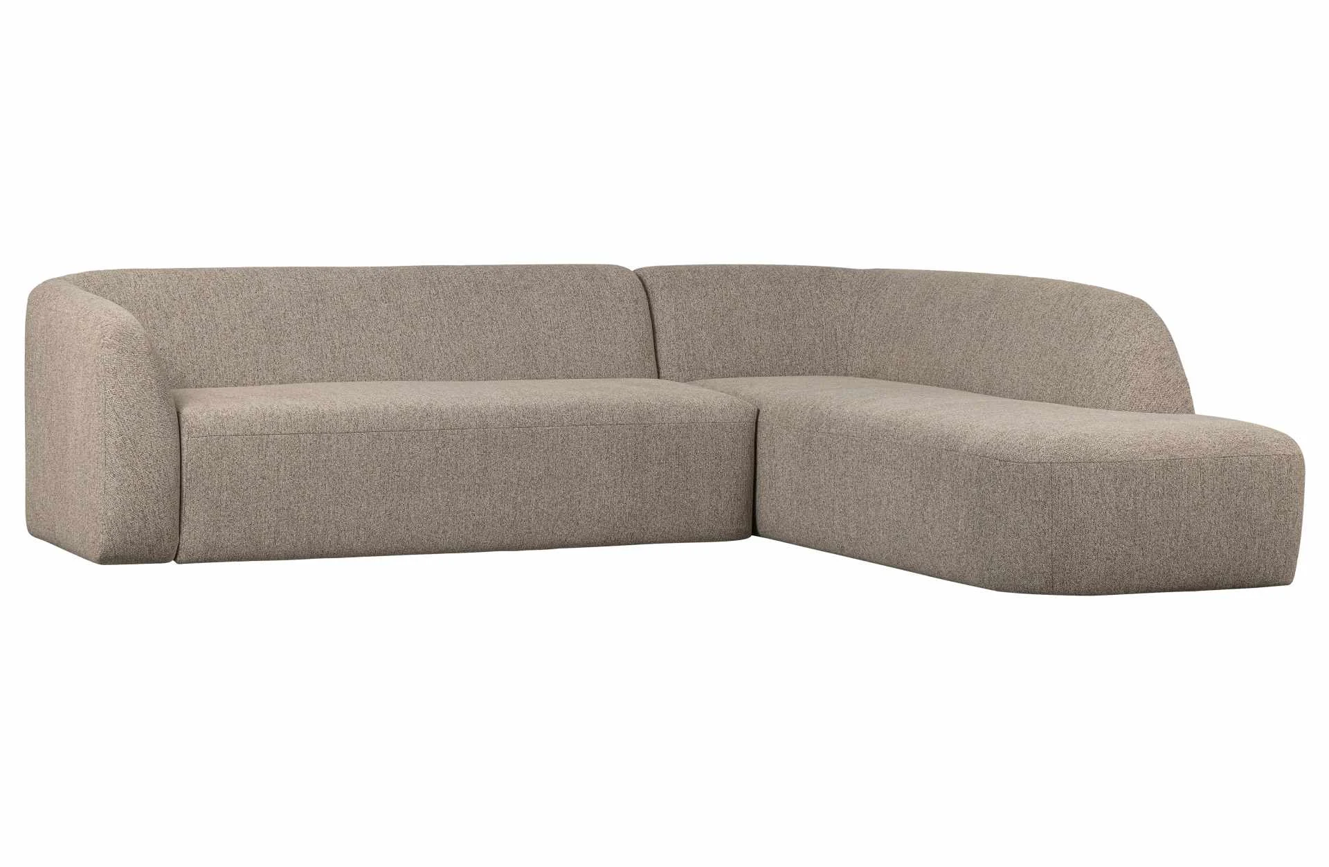 Ecksofa Sloping aus Chenille, modern und gepolstert, rechts, hellbraun, komfortabel für Dein Wohnzimmer - Woood