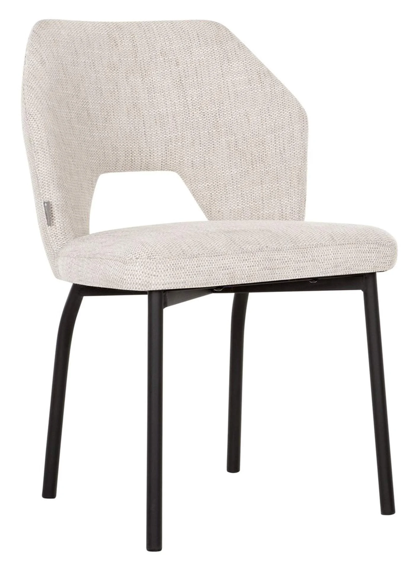 Esszimmerstuhl Bloom, Stoffbezug modern, gepolstert, Natur, Metallgestell schwarz - Must Living