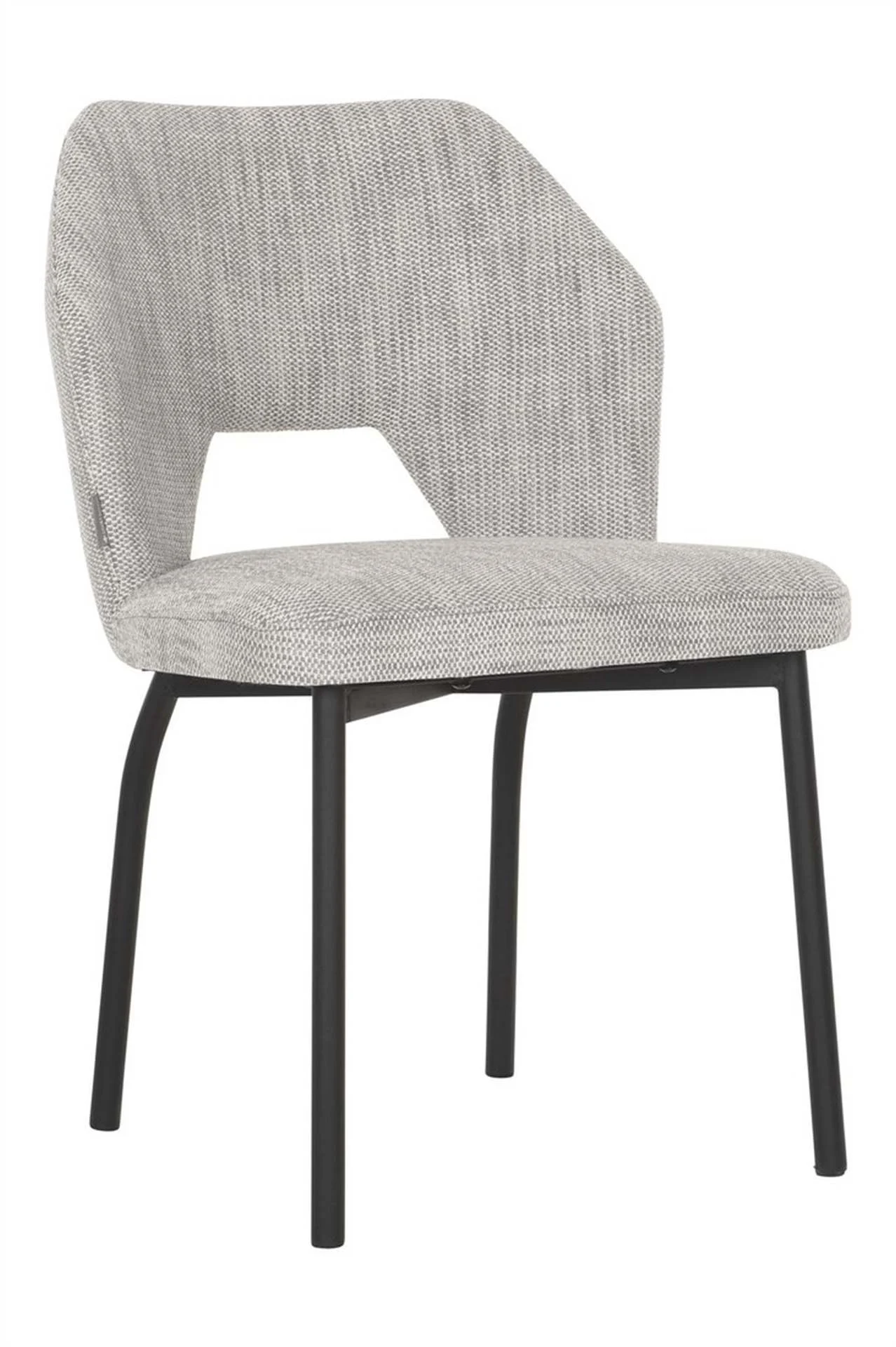 Esszimmerstuhl Bloom aus Stoff, modern gepolstert, hellgrau, Metallgestell schwarz, komfortabel - Must Living