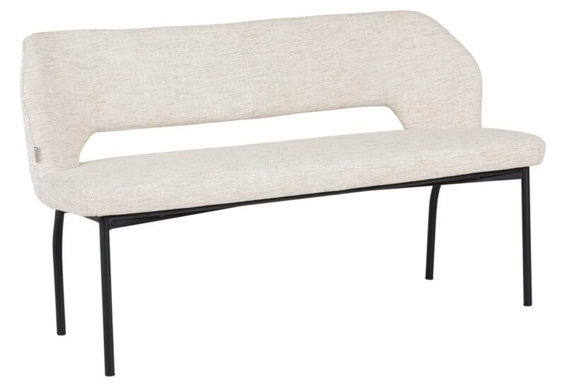 Bank Bloom 150 cm aus Stoff, modern gepolstert, natur, Metallgestell, für 2–3 Personen - Must Living