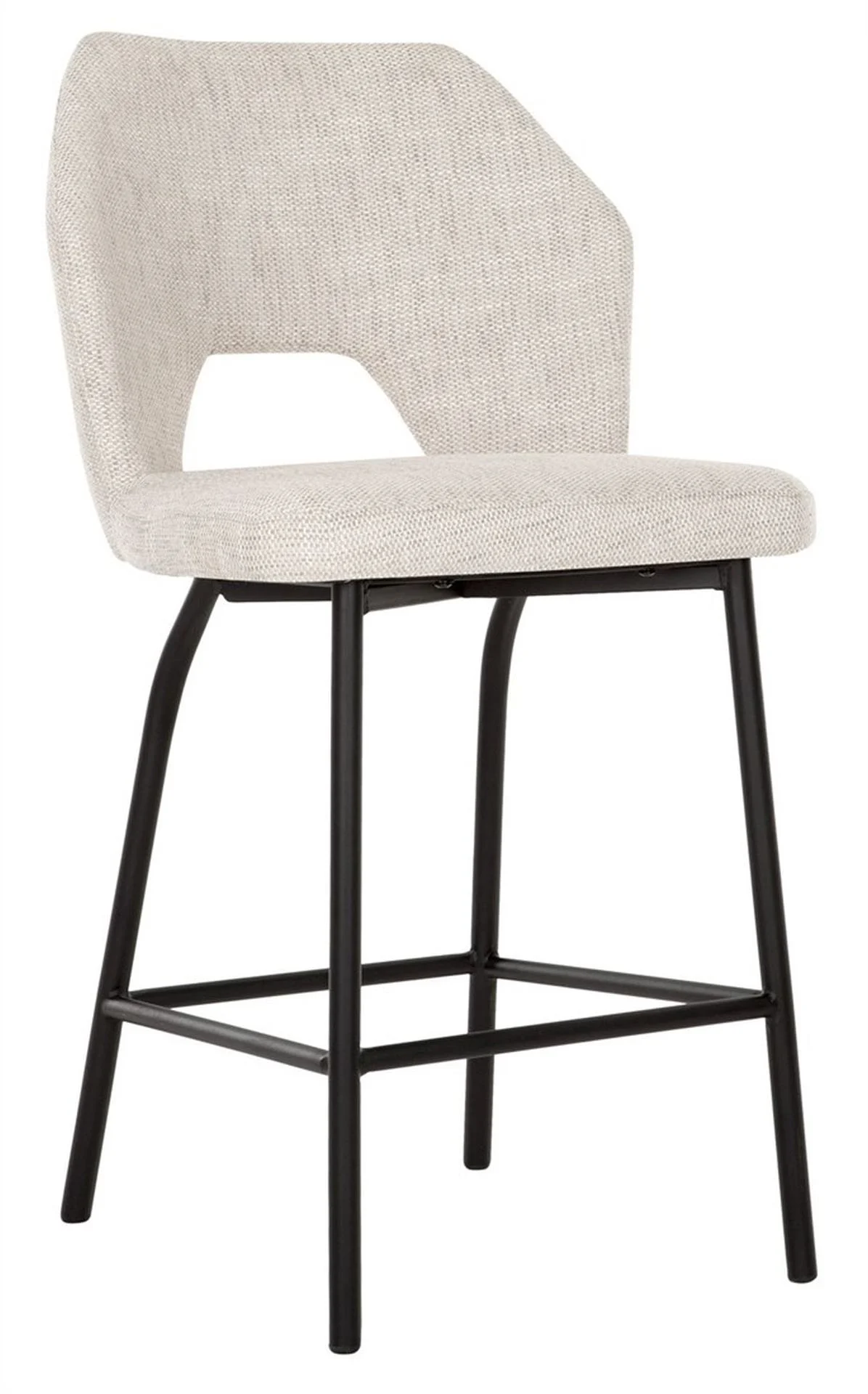 Barstuhl Bloom aus Stoff und Metall, modern gepolstert, Farbe Natur, komfortable Sitzhöhe - Must Living