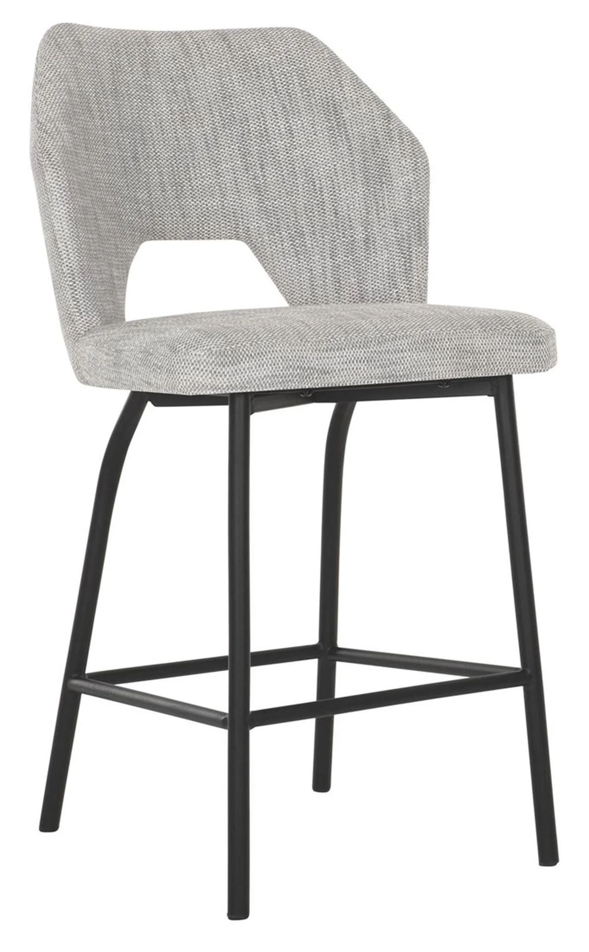 Barstuhl Bloom aus Stoff, modern gepolstert, hellgrau mit schwarzem Metallgestell, komfortabel für Dein Zuhause - Must Living