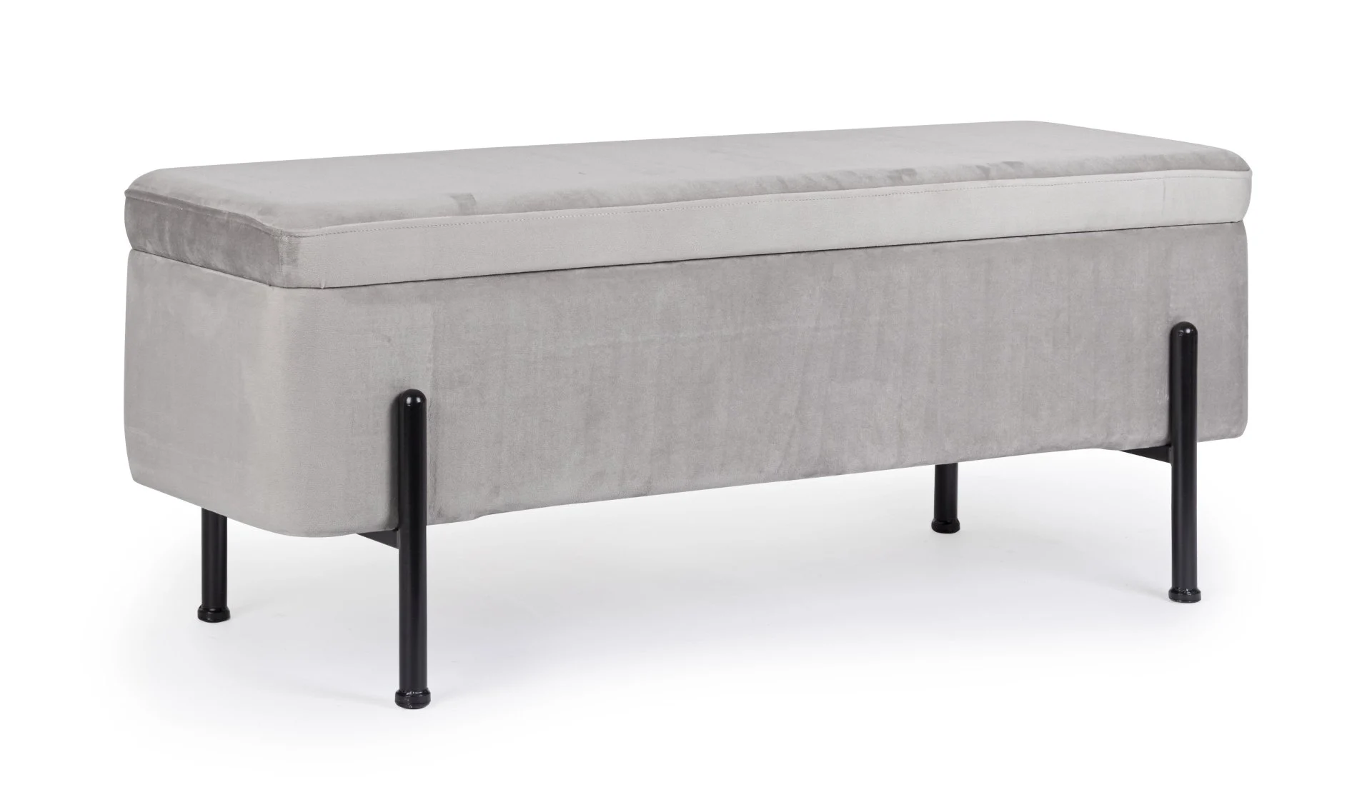 Bank Irina aus Samt, modern mit Stauraum, hellgrau, gepolstert, Metallgestell, 110 cm - Bizzotto