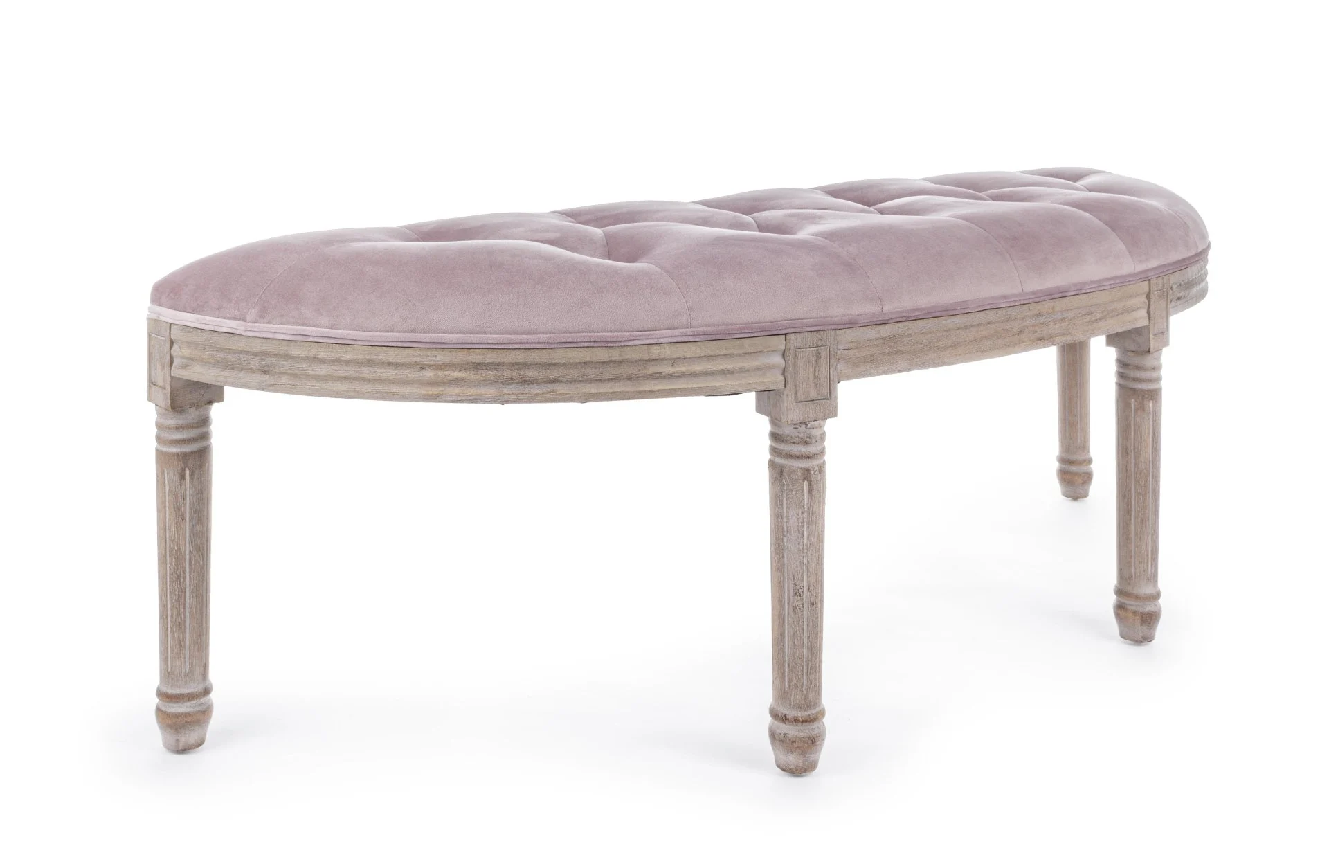Bank Tilde aus Samt, klassisches Design, Rosa, gepolstert mit Naturholzgestell, für 1–2 Personen - Bizzotto