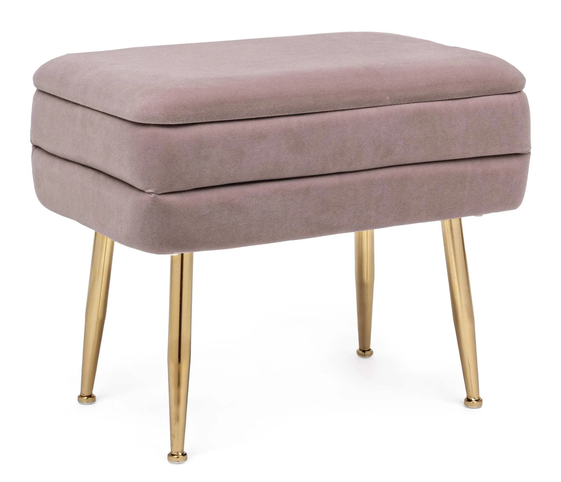 Bank Pavlina aus Samt, modern mit Stauraum, rosa, 50 cm, Metallgestell in Gold - Bizzotto