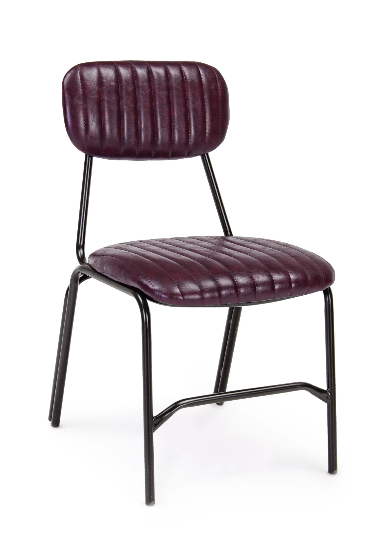 Stuhl Debbie Kunstleder mit Nieten, Industrial Design, weinrot, gepolstert, Bizzotto