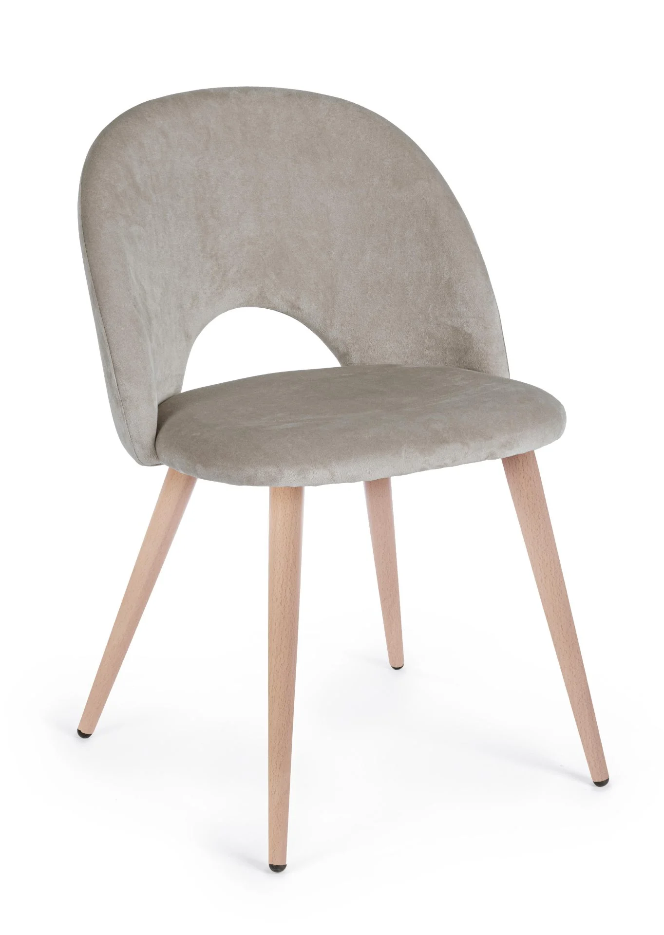 Esszimmerstuhl Linzey 4er-Set, Samt gepolstert, skandinavischer Stil, taupe, Metallgestell in Holzoptik
