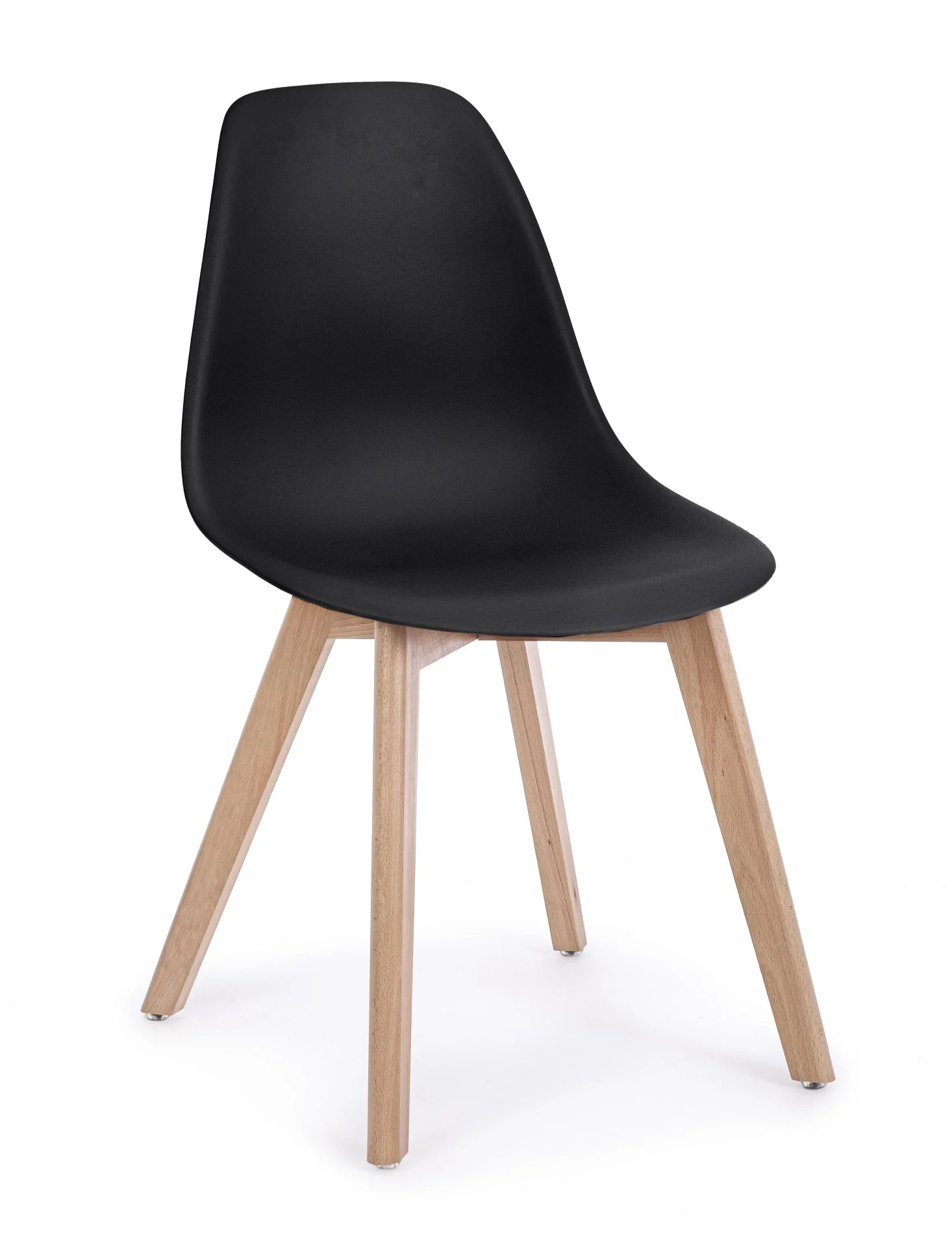 Stuhl System 4er-Set, Kunststoff und Buchenholz, modern, schwarz, pflegeleicht für dein Zuhause