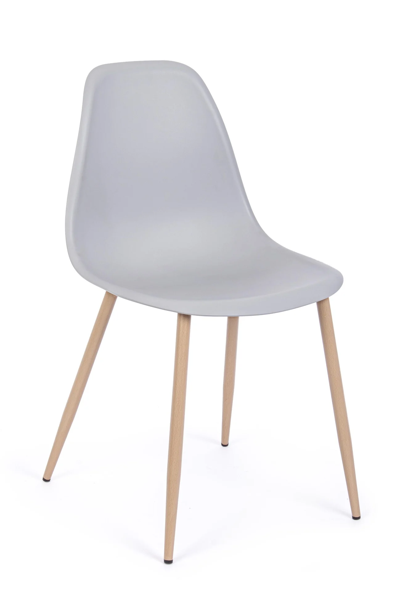 Stuhl Mandy 4er-Set, Kunststoff und Metall, modern, grau, lackiertes Gestell in Holzoptik