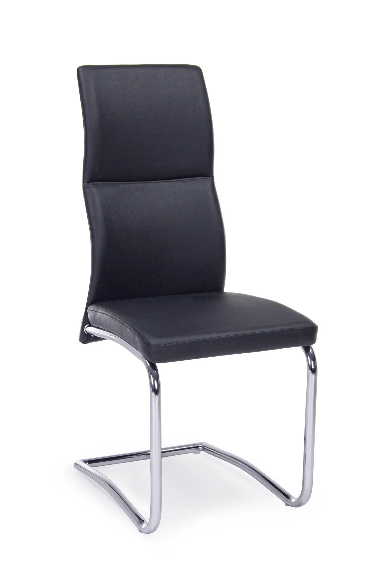 Esszimmerstuhl Thelma 4er-Set, Kunstleder gepolstert, klassisch-modern, Schwarz, Freischwinger