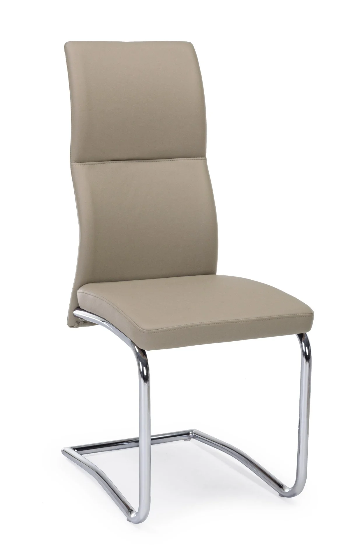 Esszimmerstuhl Thelma 4er-Set, Kunstleder gepolstert, klassisch, taupe, Freischwinger Design