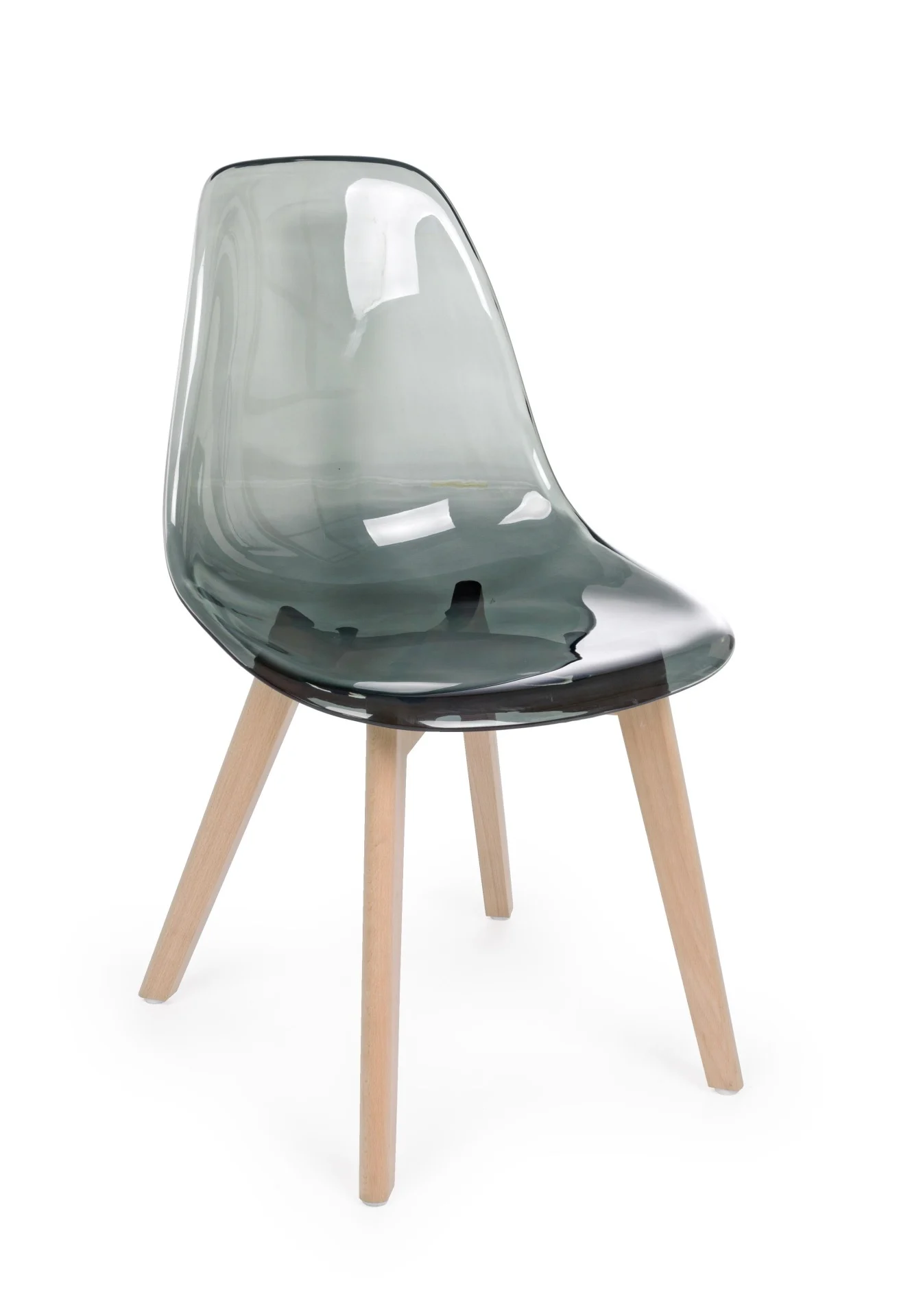Stuhl Easy 4er-Set aus Kunststoff, modernes Design mit Buchenholz-Gestell, Grau, ideal für Dein Zuhause