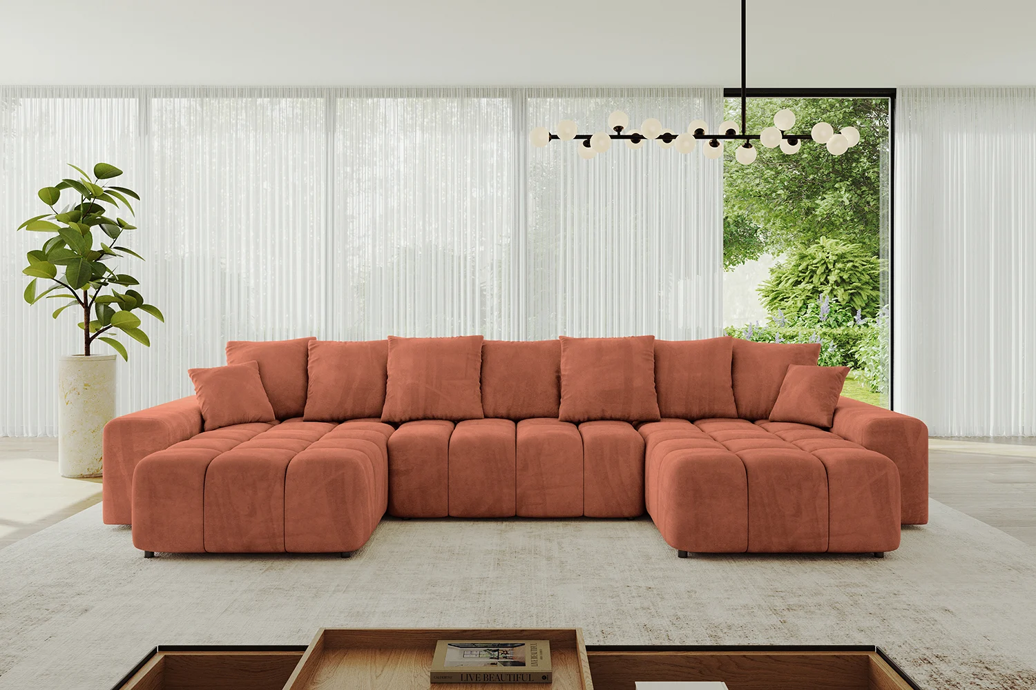 Wohnlandschaft ENIL-U Apricot - Dream Velvet 202.07