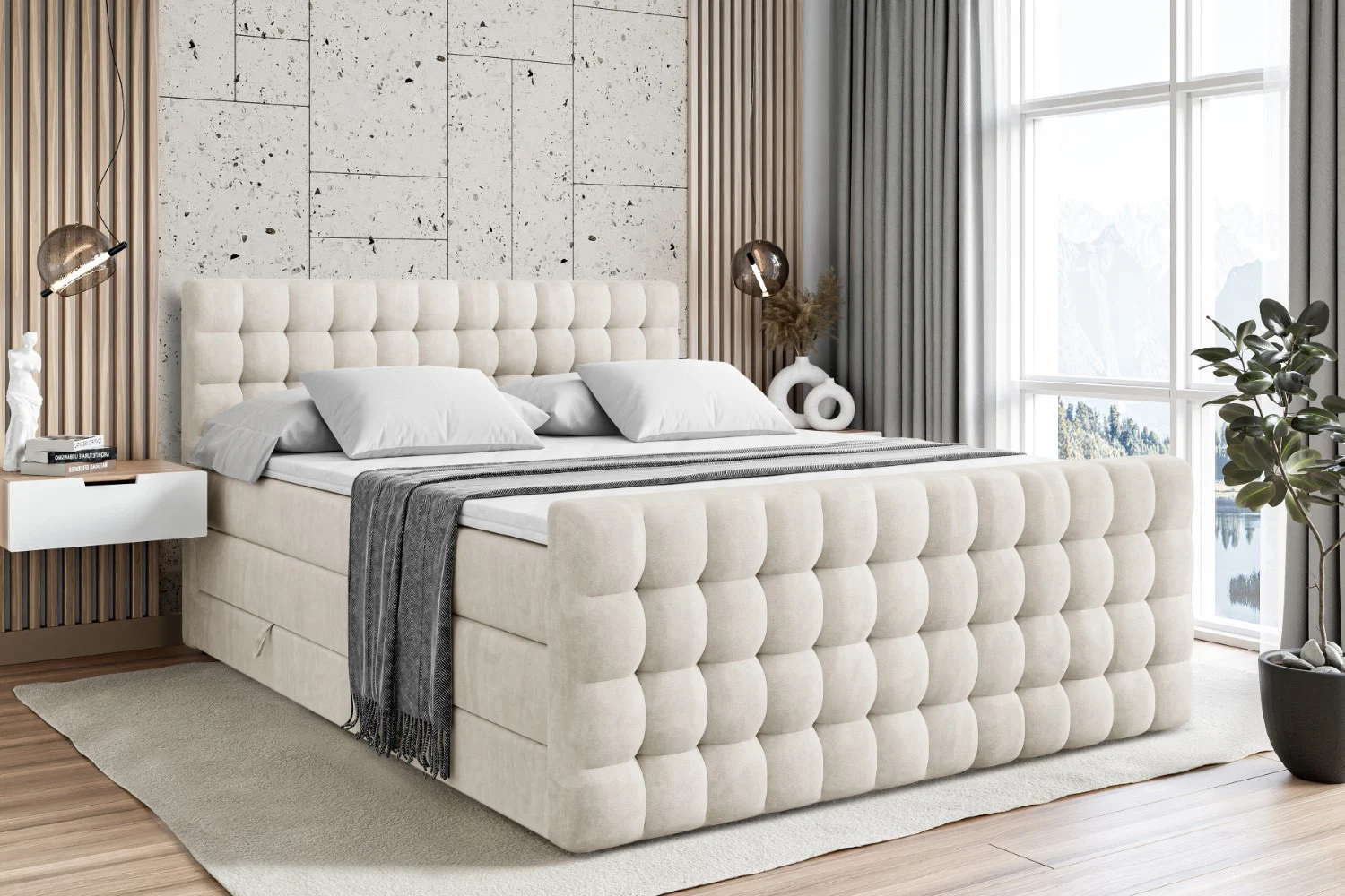 Boxspringbett VIONE-Z KING Beige - Casablanca 2301 120x200 cm