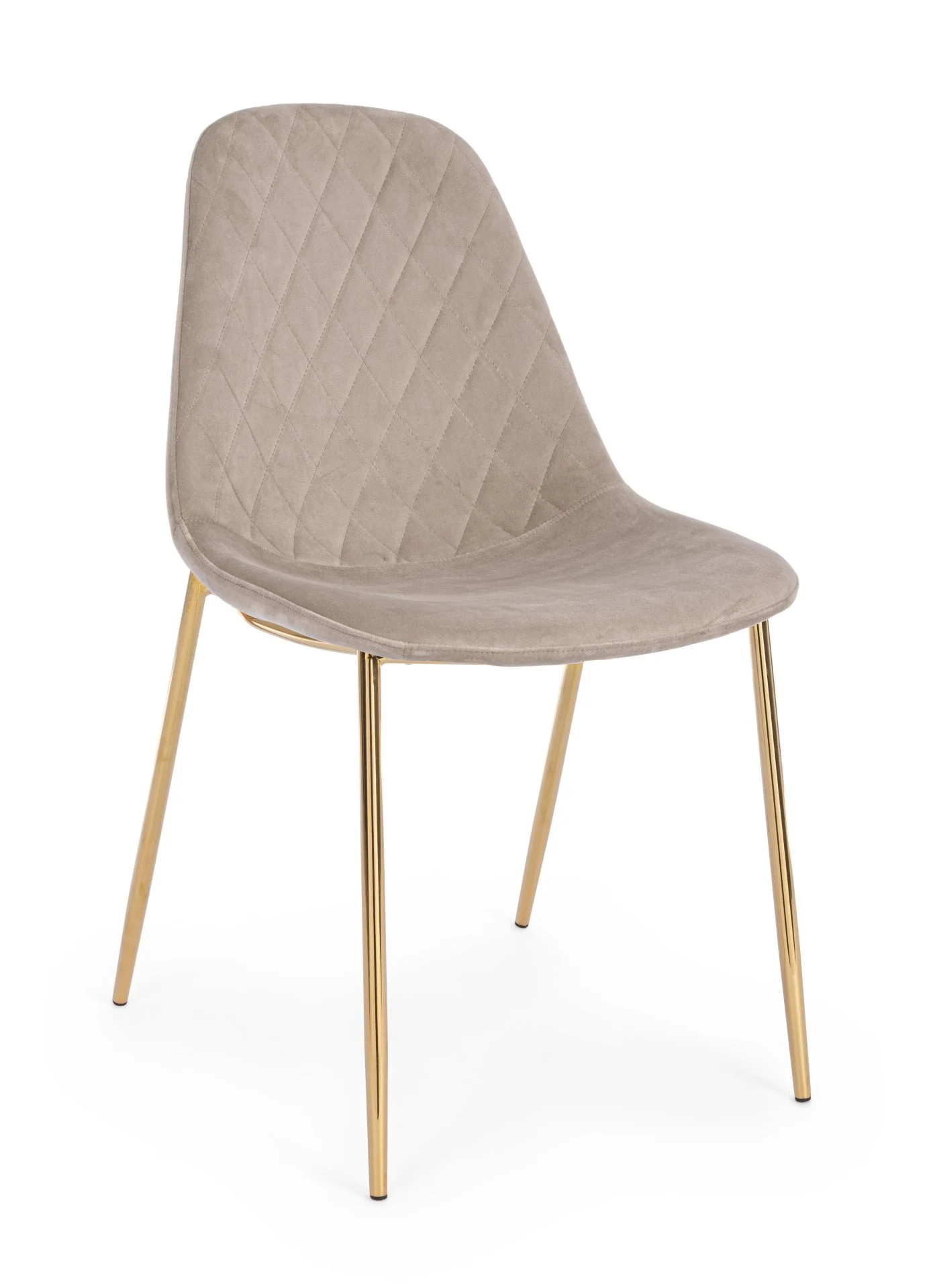 Esszimmerstuhl Terry 4er-Set aus Samt, modernes Design, taupe, gepolstert, goldene Beine