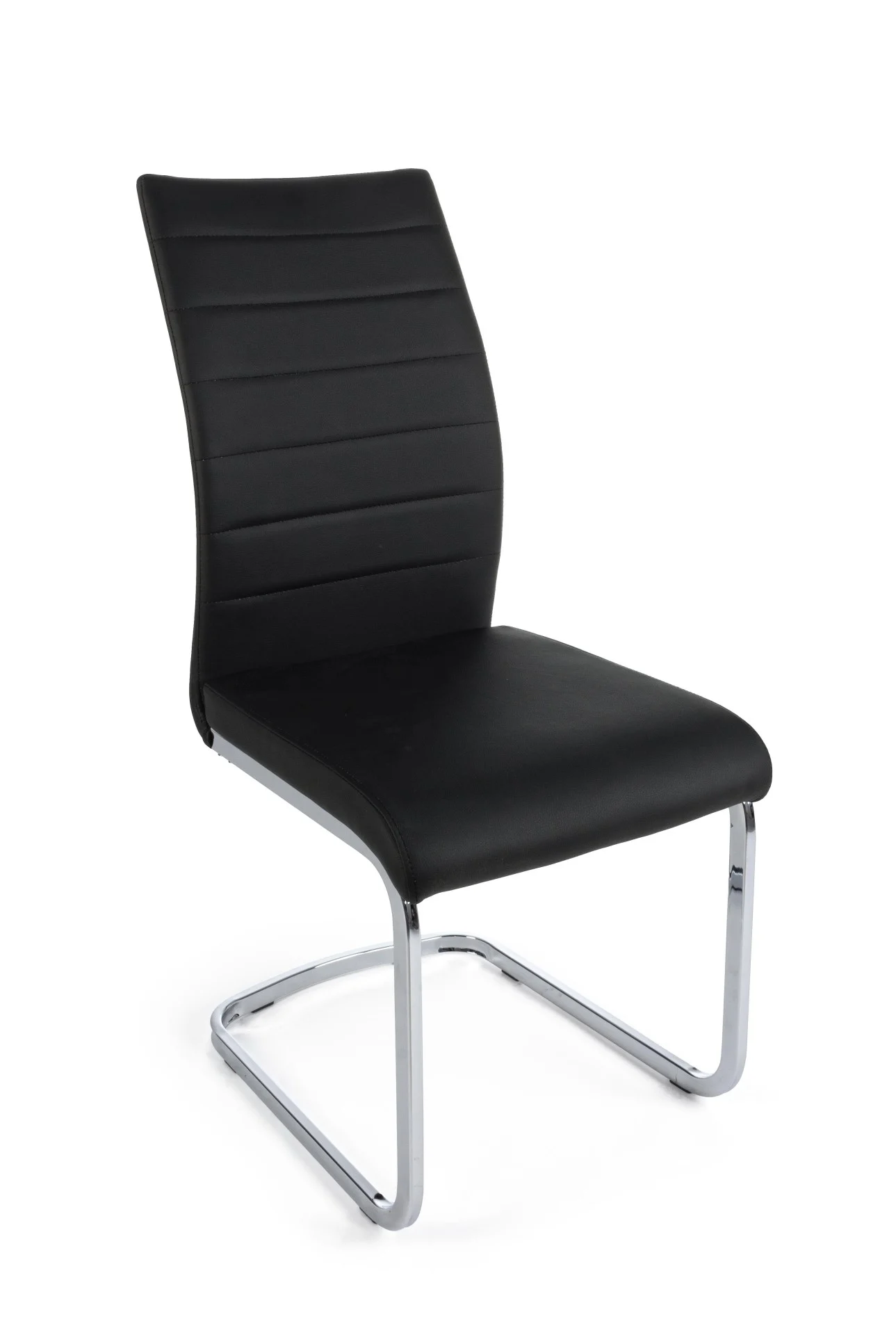 Stuhl Mayra 4er-Set, Kunstleder gepolstert, klassisch, Schwarz, Freischwinger-Gestell