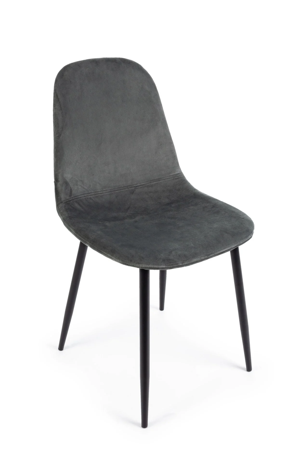 Esszimmerstuhl Irelia aus Samt, modern gepolstert, 4er-Set, dunkelgrau, Metallgestell