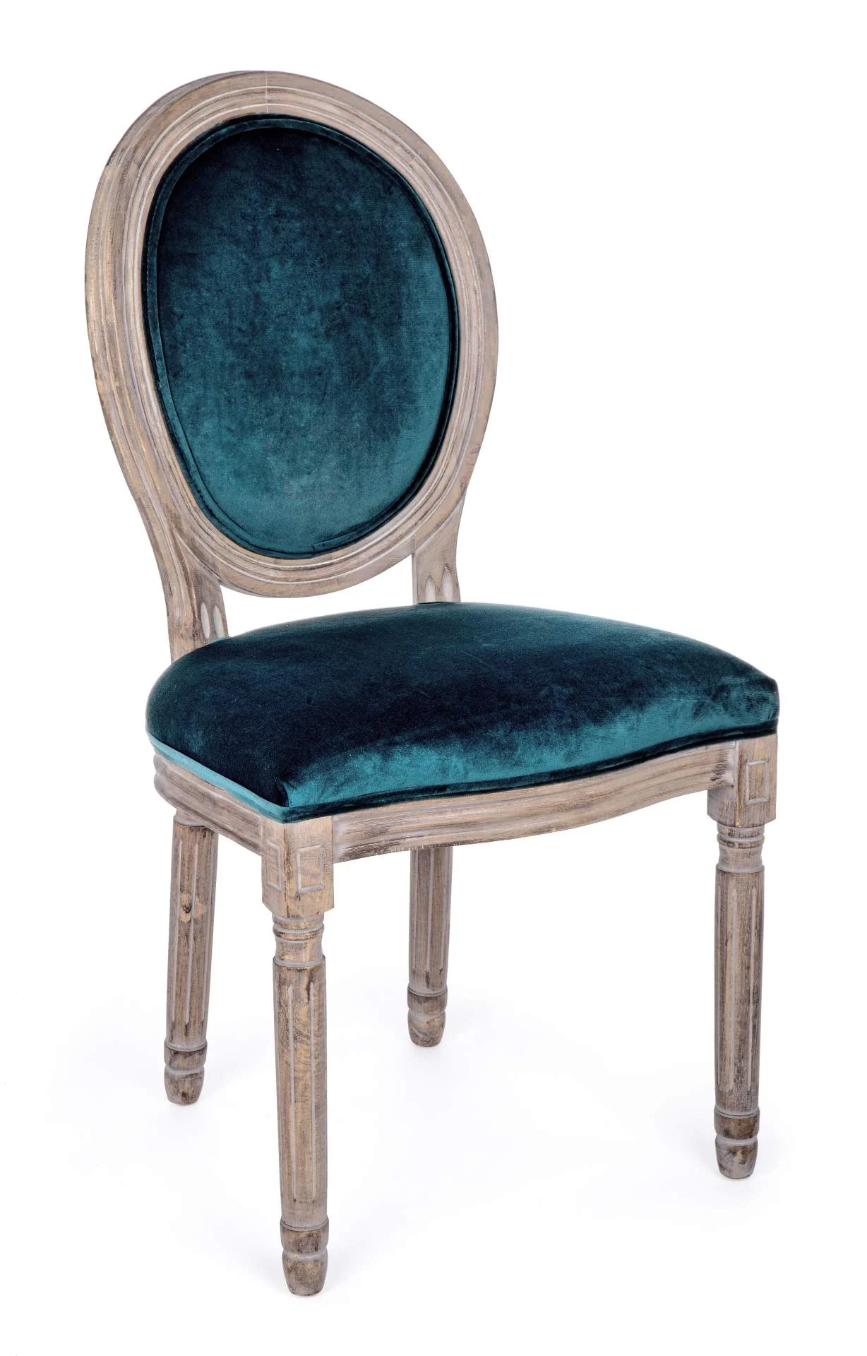 Stuhl Mathilde aus Birkenholz und Samt, klassischer Barockstil, blau, gepolstert, für Indoor - Bizzotto