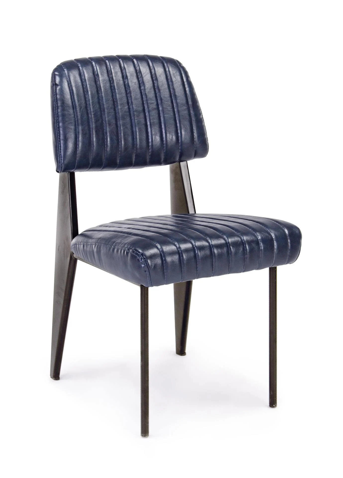 Stuhl Nelly, Kunstleder und Metall, industrial Design, blau, gepolstert und pflegeleicht - Bizzotto