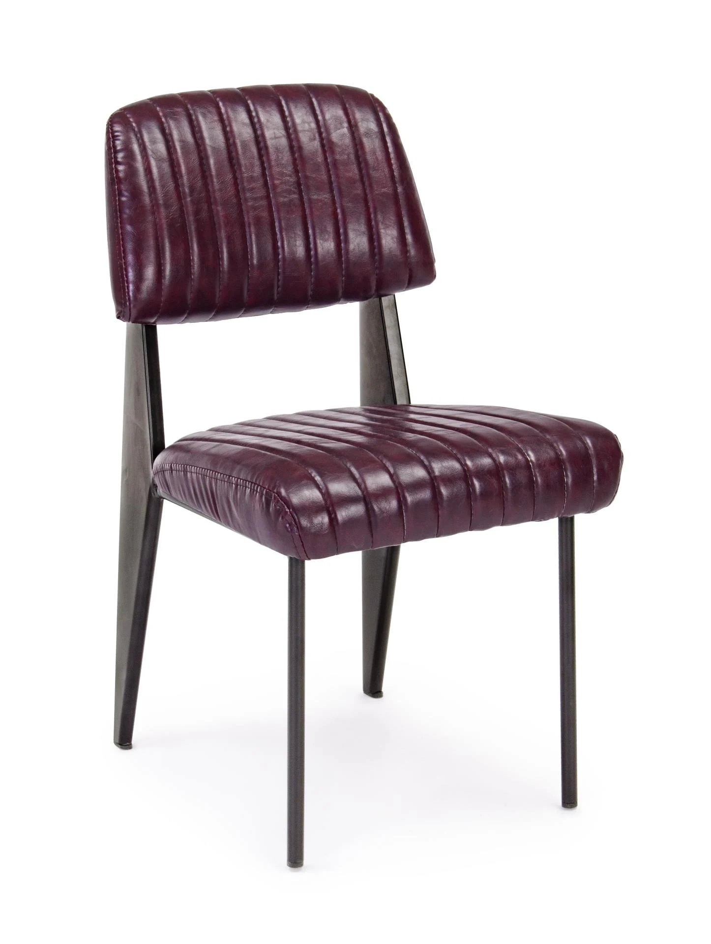 Stuhl Nelly aus Metall und Kunstleder, gepolstert im Industrial Stil, weinrot, komfortabel für Dein Zuhause - Bizzotto