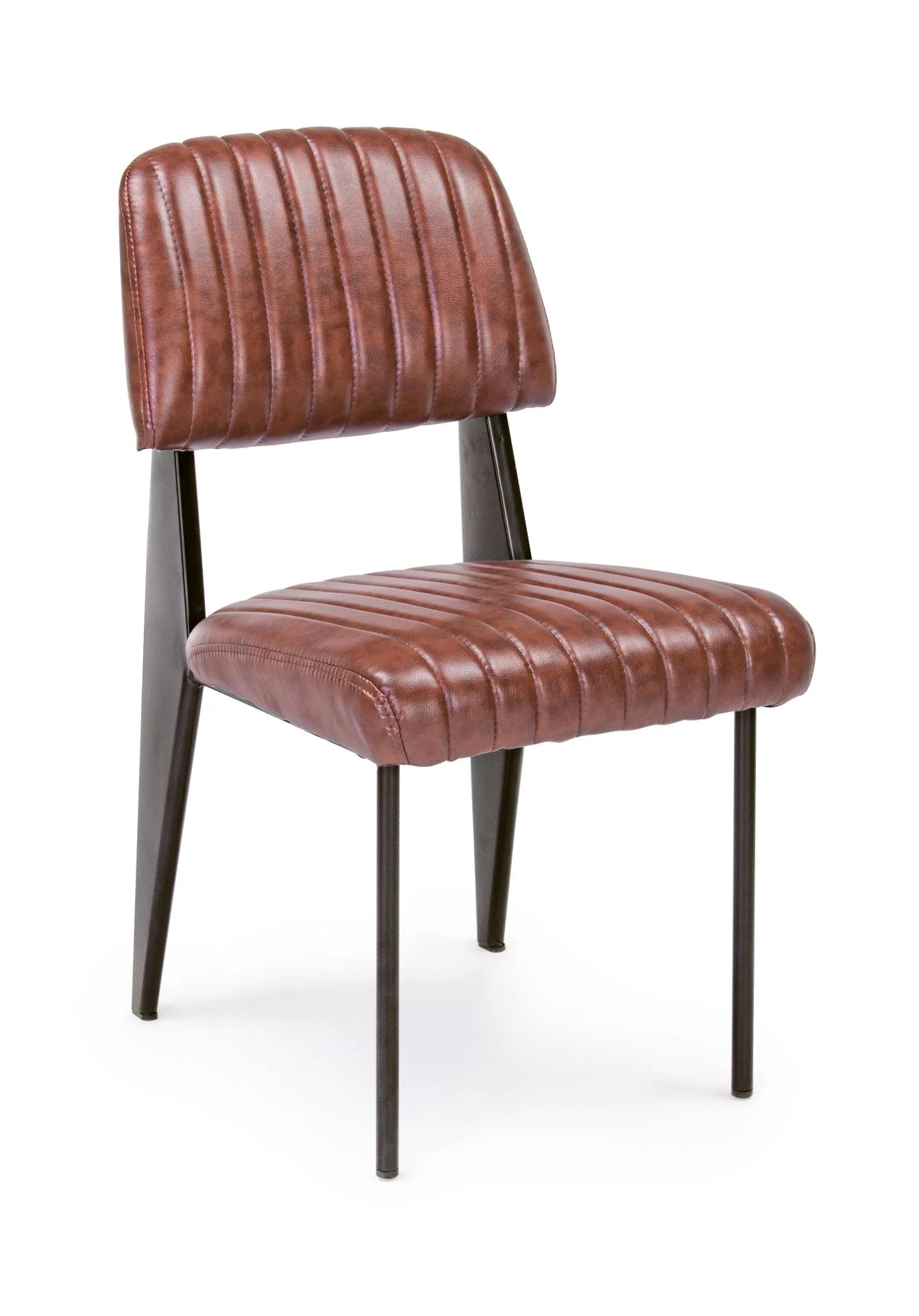 Stuhl Nelly aus Kunstleder und Metall, industrial Design, gepolstert, cognac – bequem für Dein Zuhause - Bizzotto