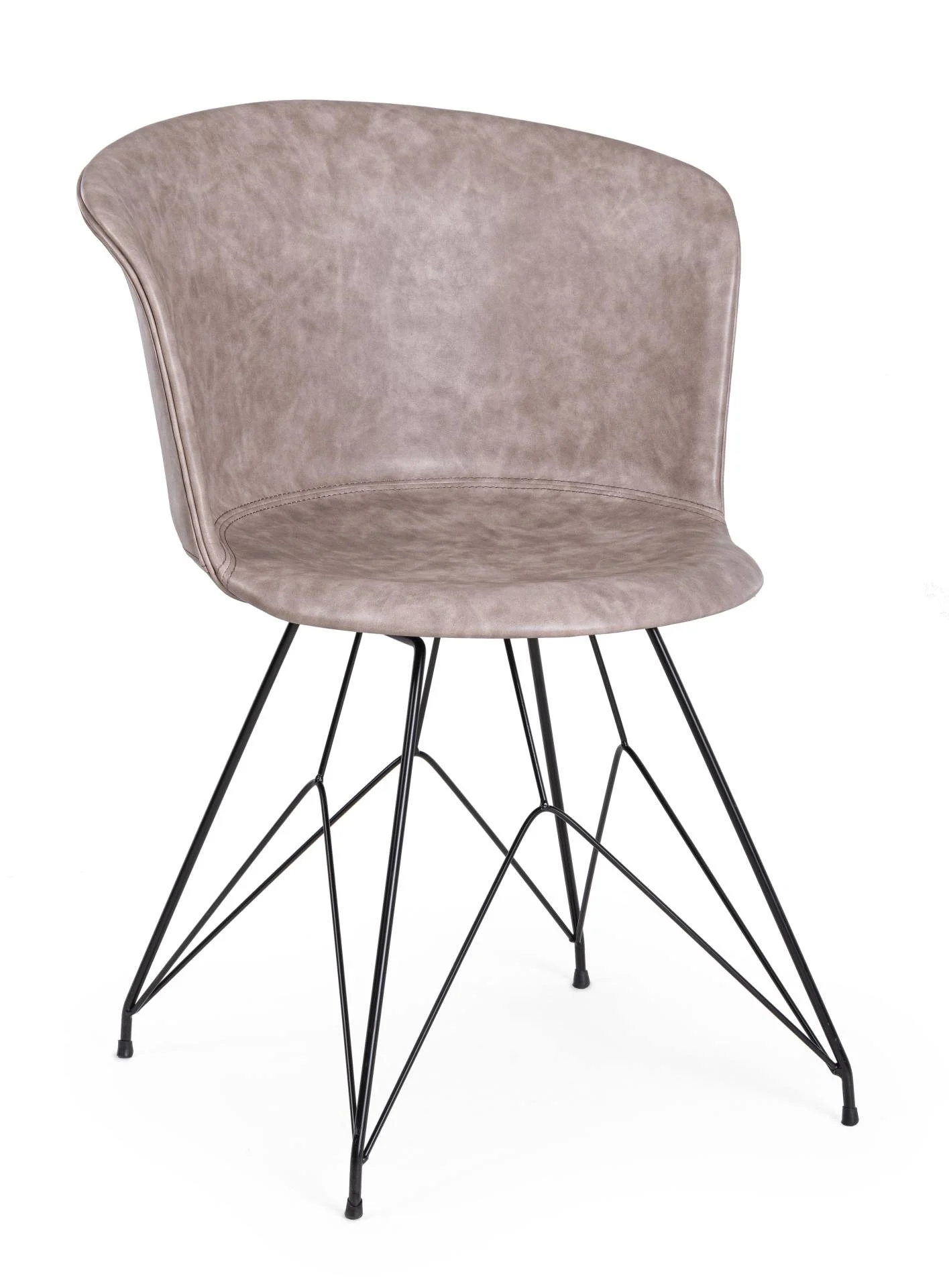 Esszimmerstuhl Loft, Kunstleder und Metall, modern, Beige Schwarz, komfortables Design für Dein Zuhause - Bizzotto