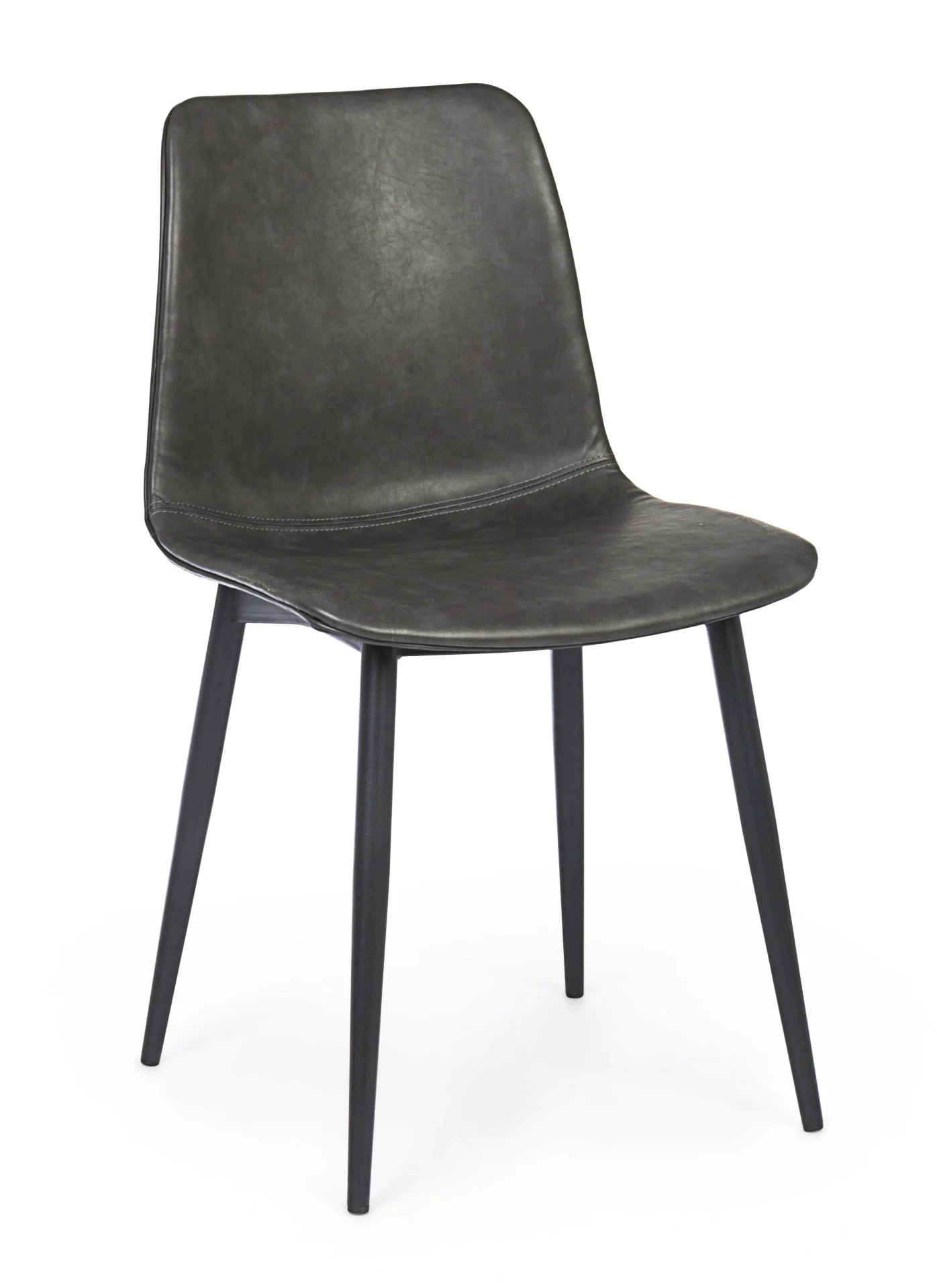 Esszimmerstuhl Kyra, Kunstleder und Metall, modern, anthrazit-schwarz, pflegeleicht