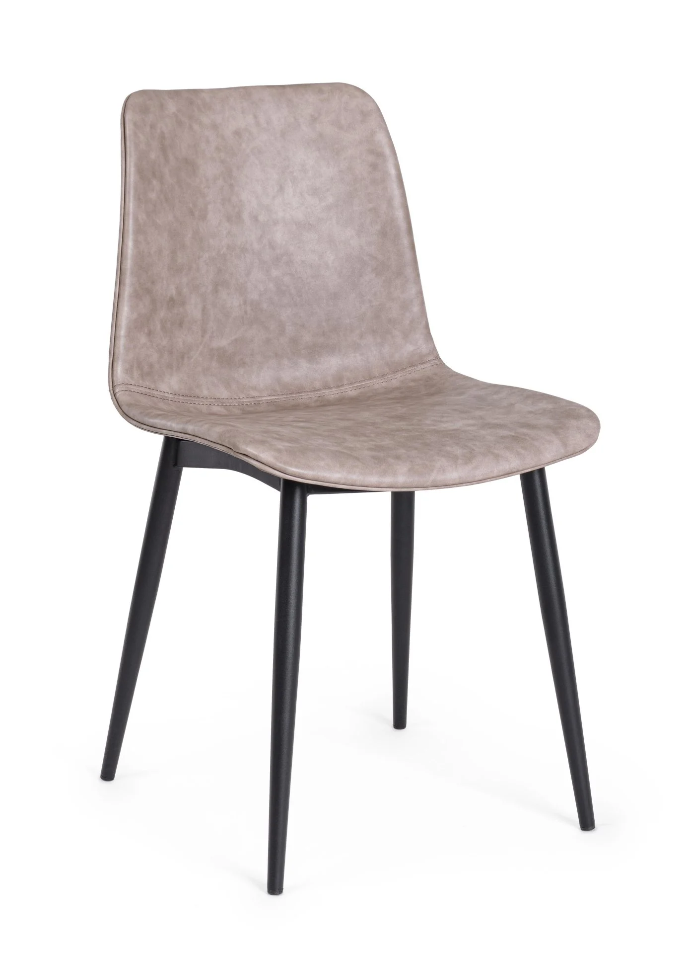 Esszimmerstuhl Kyra, Metallgestell pulverbeschichtet, modern, beige schwarz, Kunstleder Bezug - Bizzotto