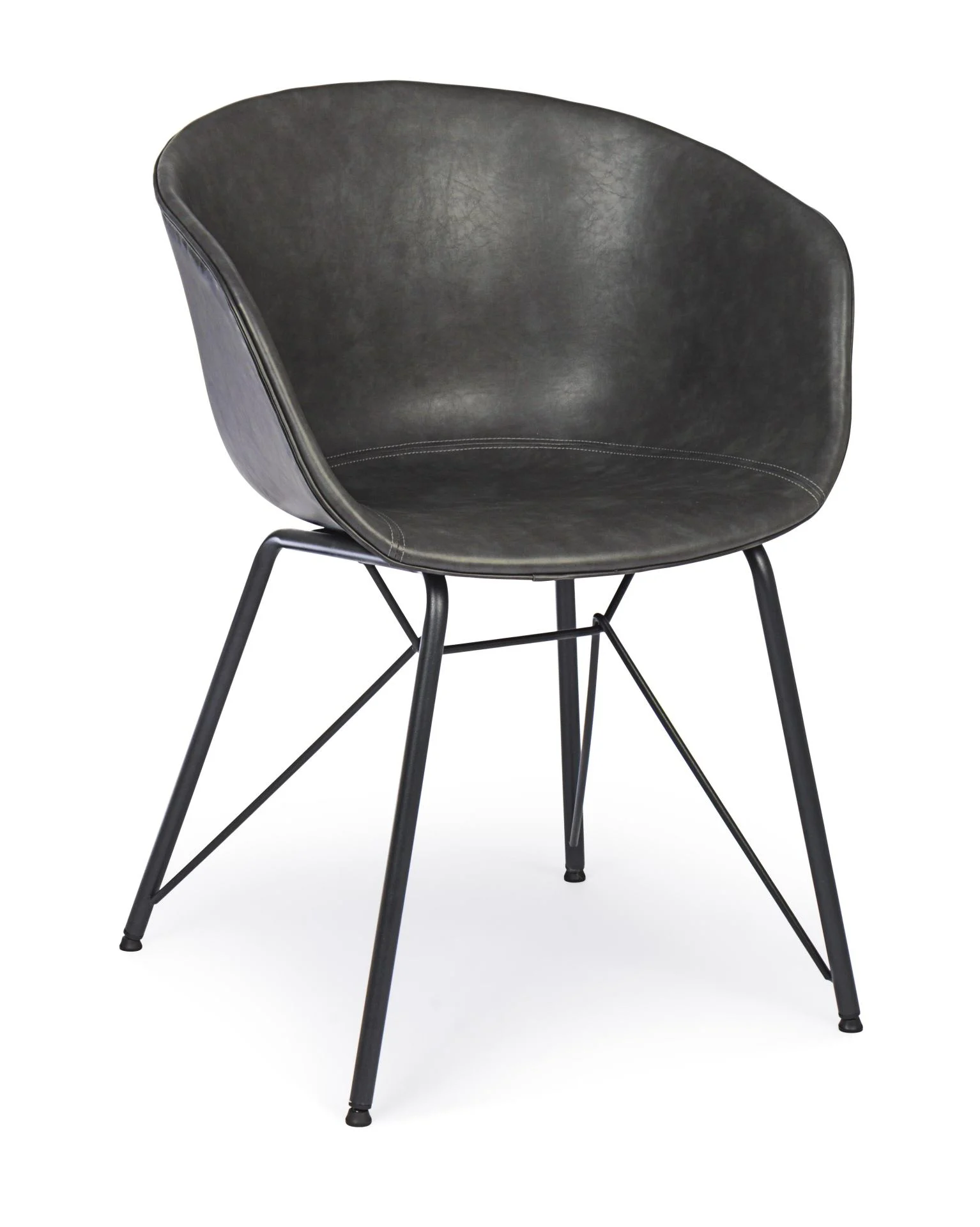 Esszimmerstuhl Warhol aus Kunstleder und Metall, modern, anthrazit-schwarz, komfortable Sitzhöhe
