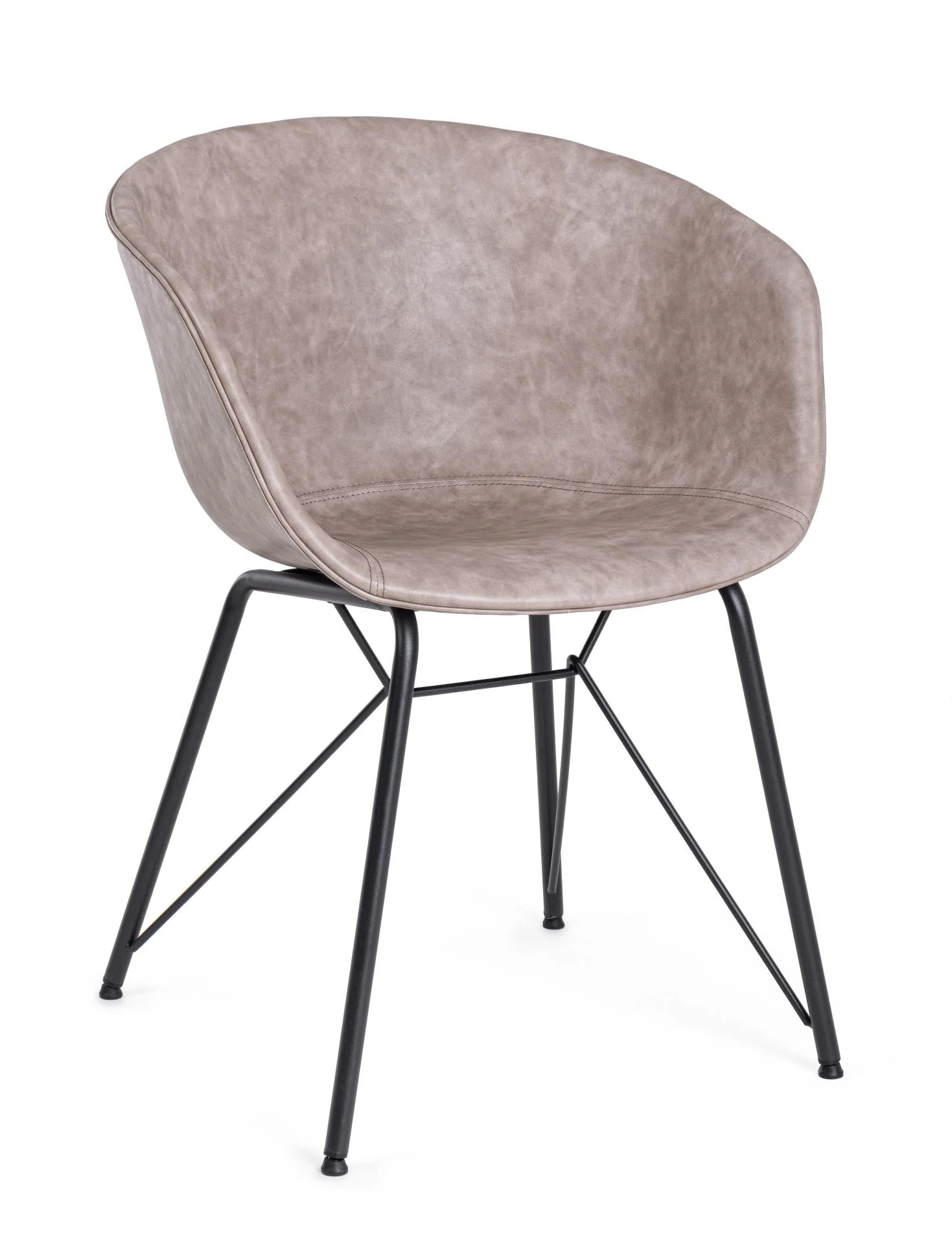 Esszimmerstuhl Warhol aus Kunstleder und Metall, modern, beige schwarz, komfortables Design - Bizzotto