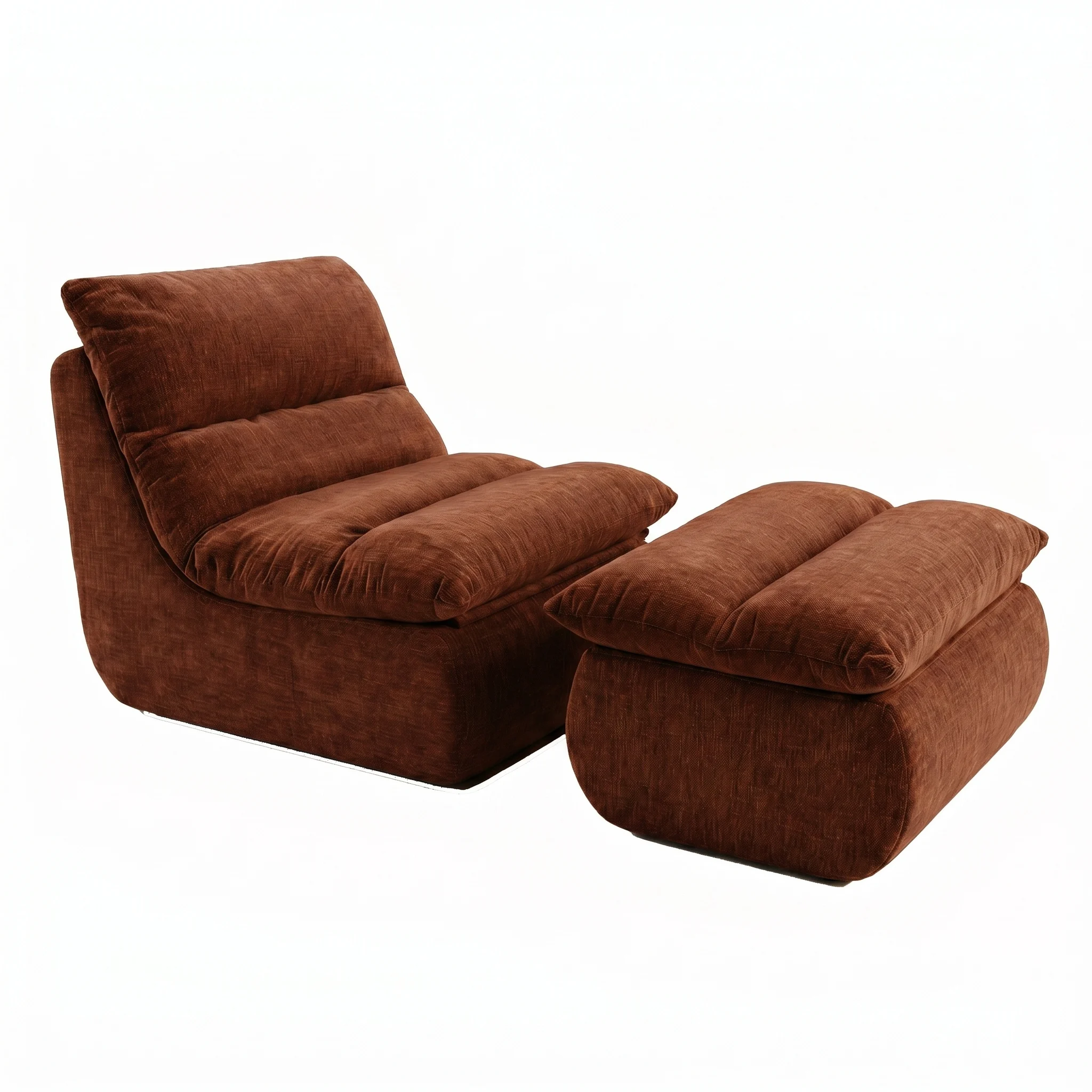 Sessel Marley mit Hocker Chenille Kupfer - Popsofa